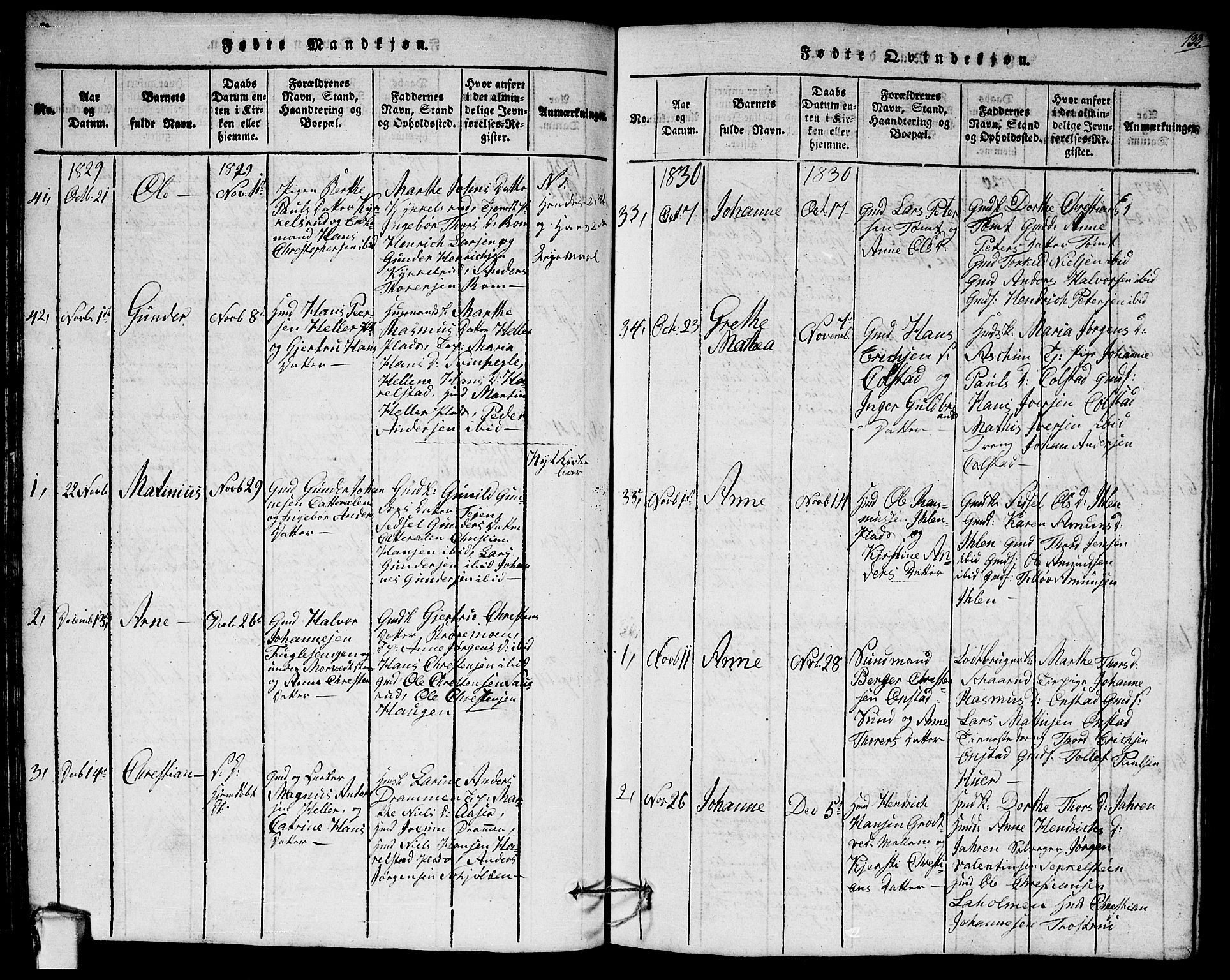 Askim prestekontor Kirkebøker, AV/SAO-A-10900/G/Ga/L0001: Klokkerbok nr. 1, 1817-1846, s. 132-133