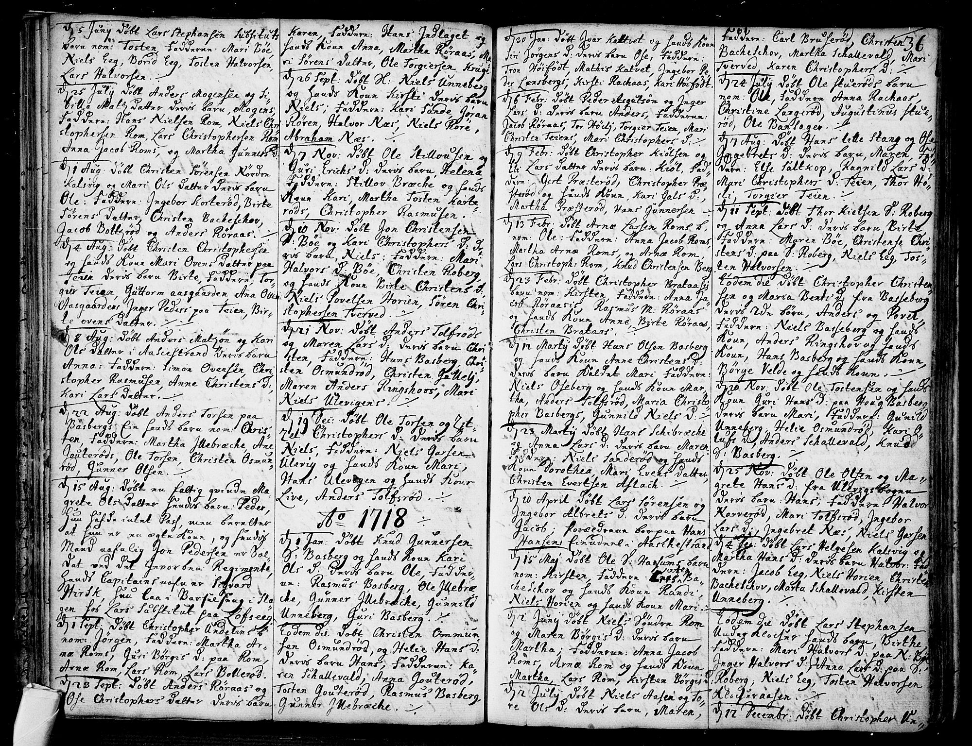 Sem kirkebøker, AV/SAKO-A-5/F/Fb/L0001: Ministerialbok nr. II 1, 1702-1764, s. 36