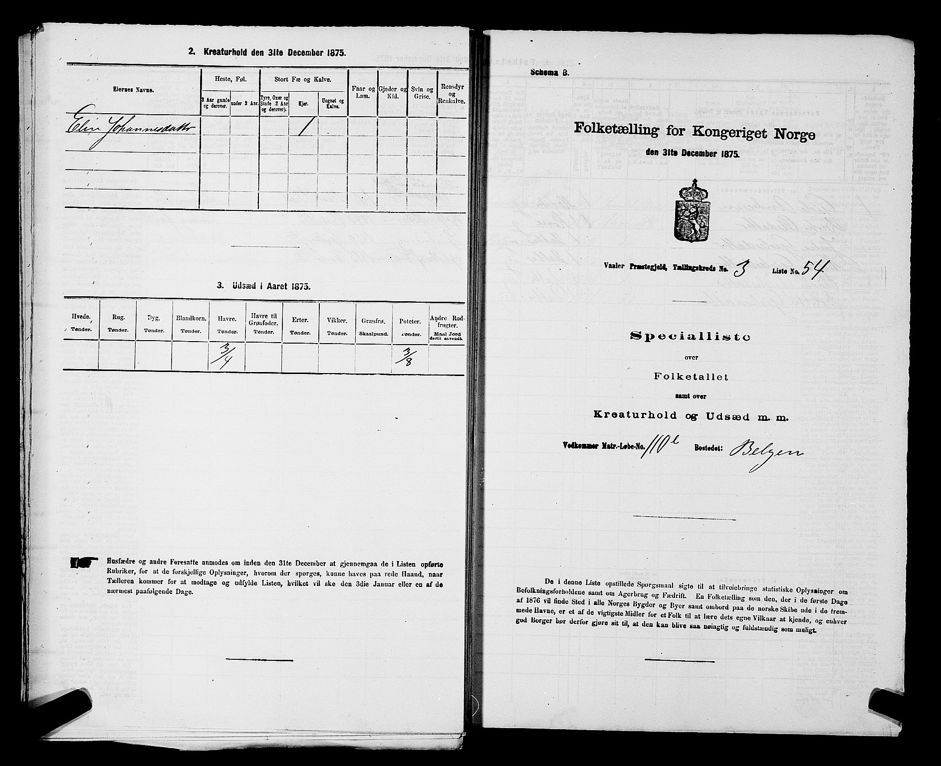 RA, Folketelling 1875 for 0137P Våler prestegjeld, 1875, s. 562