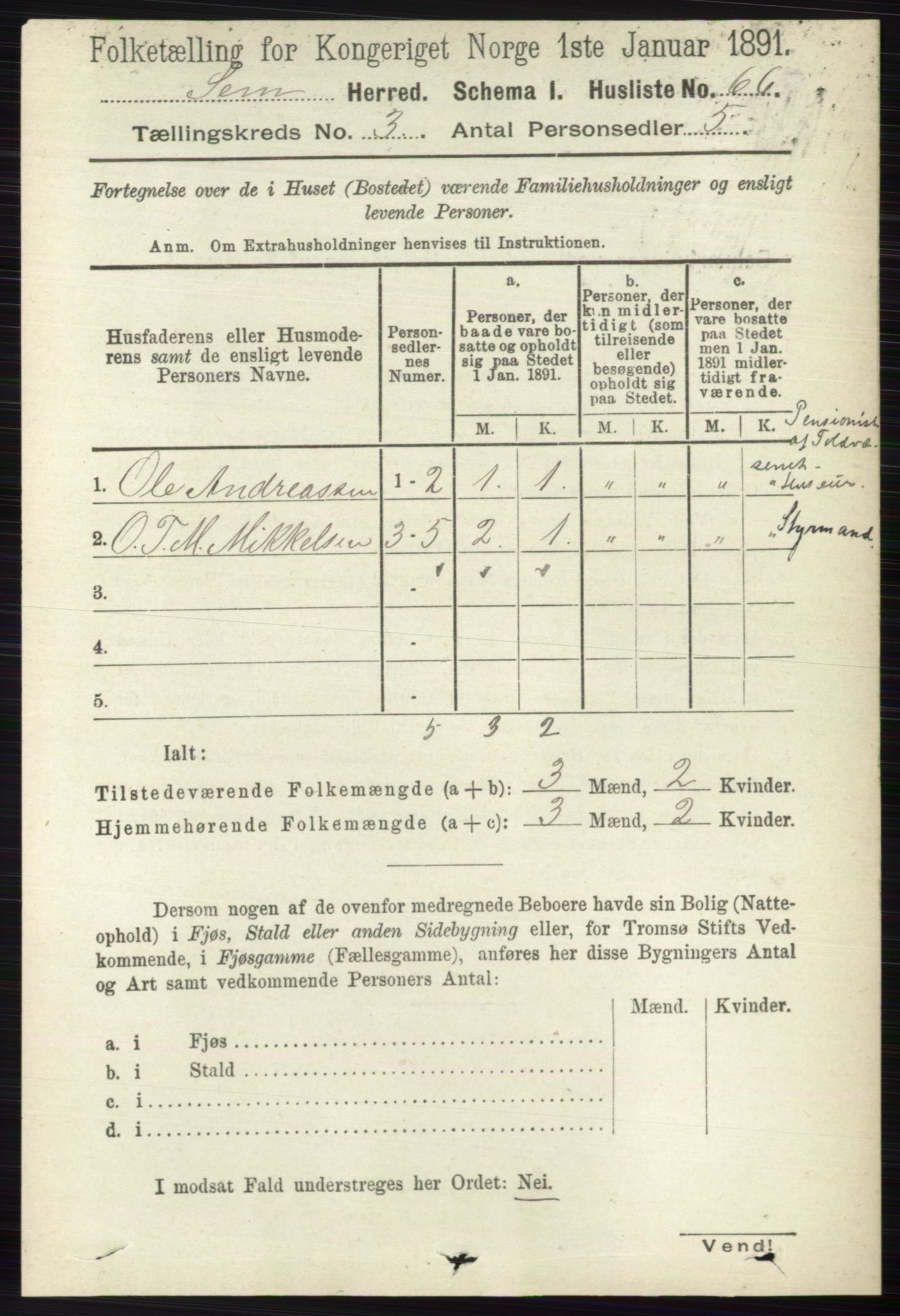 RA, Folketelling 1891 for 0721 Sem herred, 1891, s. 1005