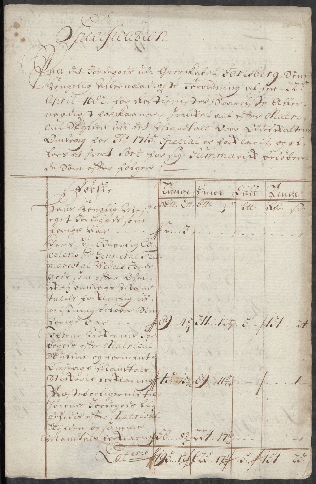 Rentekammeret inntil 1814, Reviderte regnskaper, Fogderegnskap, AV/RA-EA-4092/R32/L1879: Fogderegnskap Jarlsberg grevskap, 1714-1715, s. 349
