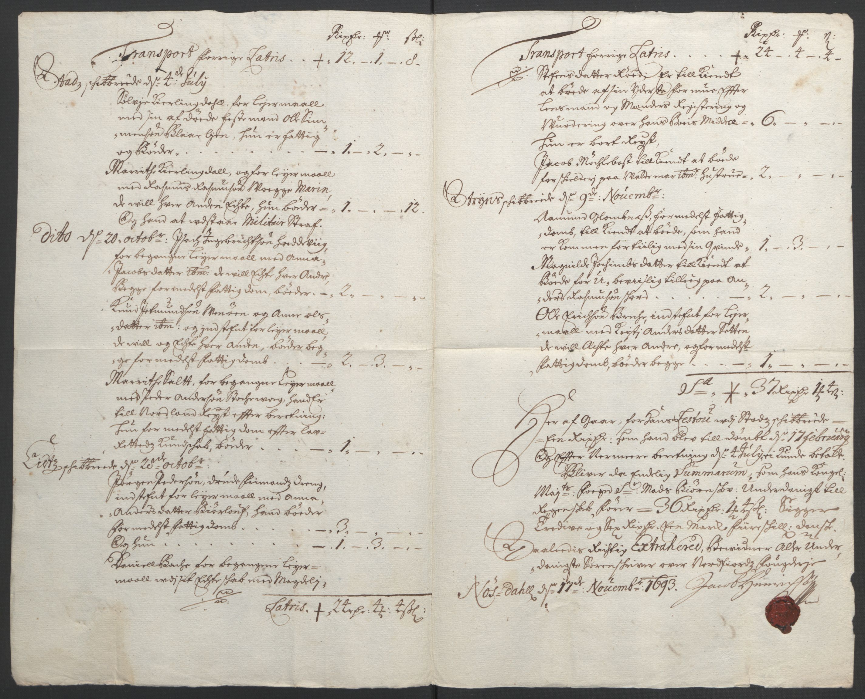 Rentekammeret inntil 1814, Reviderte regnskaper, Fogderegnskap, RA/EA-4092/R53/L3421: Fogderegnskap Sunn- og Nordfjord, 1693-1694, s. 201
