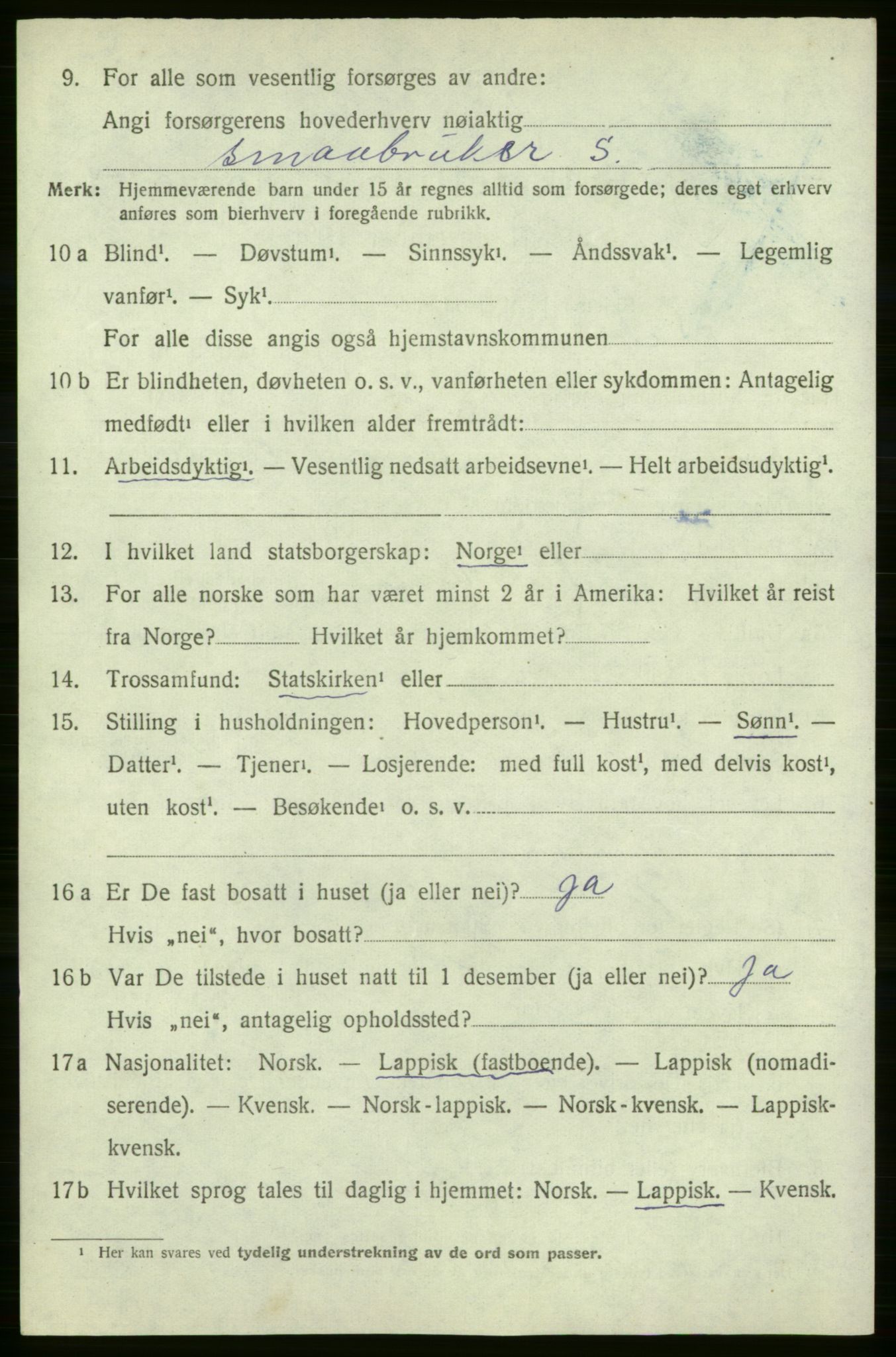 SATØ, Folketelling 1920 for 2022 Lebesby herred, 1920, s. 1250