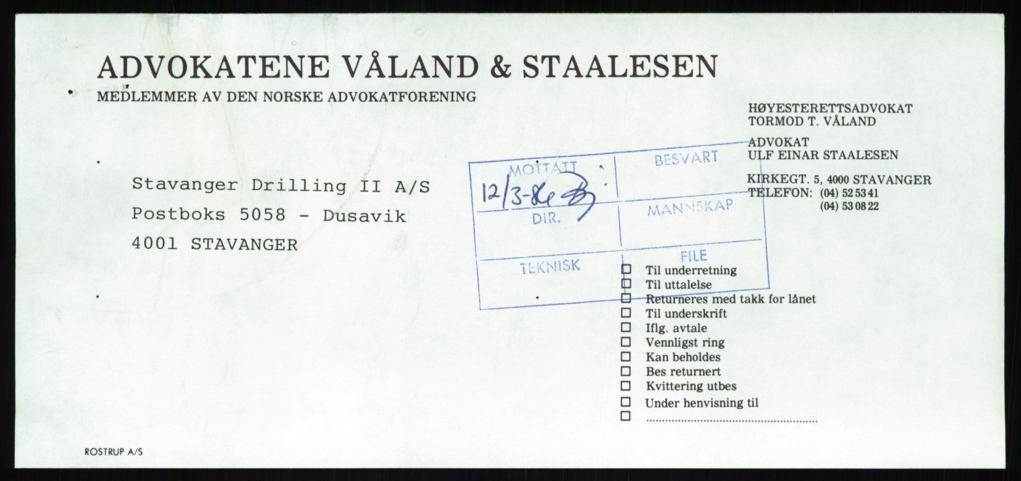 Pa 1503 - Stavanger Drilling AS, AV/SAST-A-101906/Da/L0001: Alexander L. Kielland - Begrensningssak Stavanger byrett, 1986, s. 850