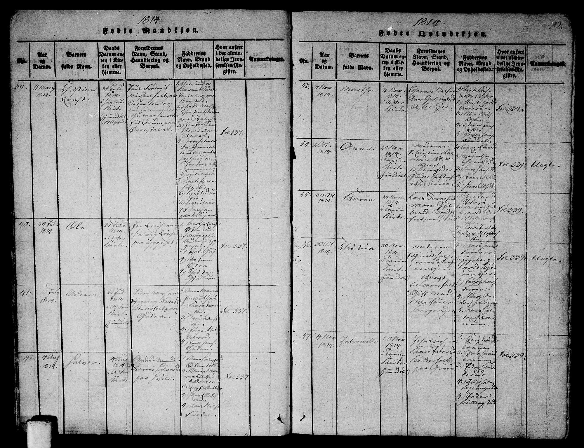 Asker prestekontor Kirkebøker, AV/SAO-A-10256a/G/Ga/L0001: Klokkerbok nr. I 1, 1814-1830, s. 10