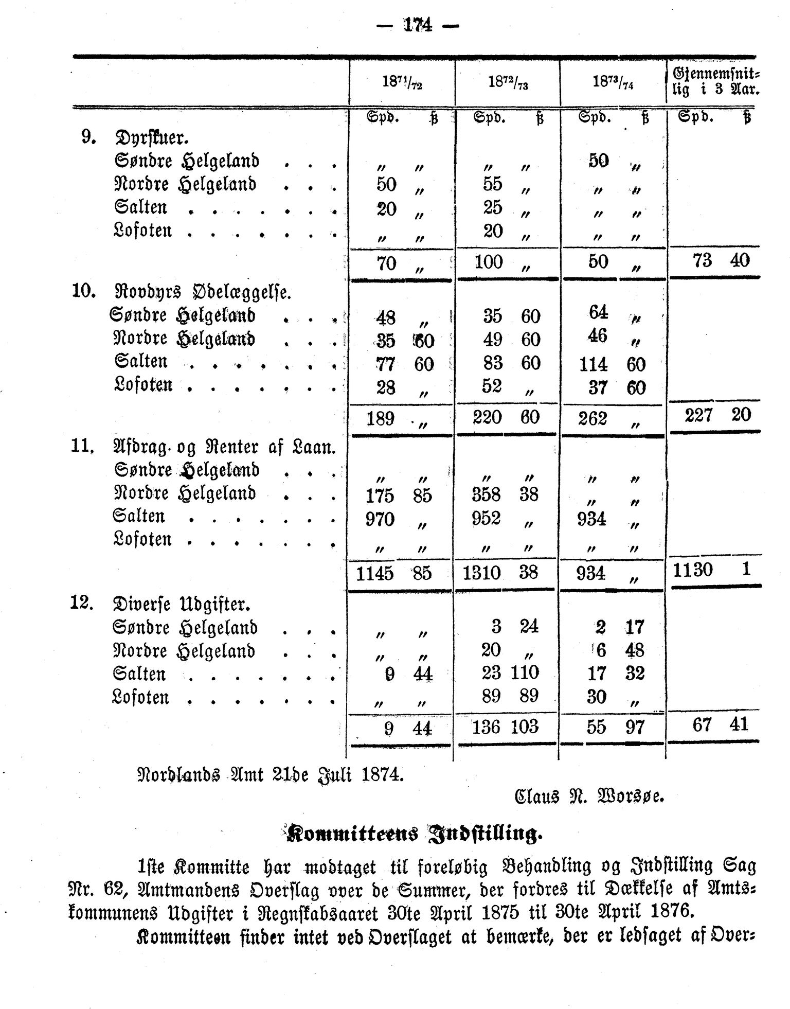 Nordland Fylkeskommune. Fylkestinget, AIN/NFK-17/176/A/Ac/L0009: Fylkestingsforhandlinger 1874, 1874