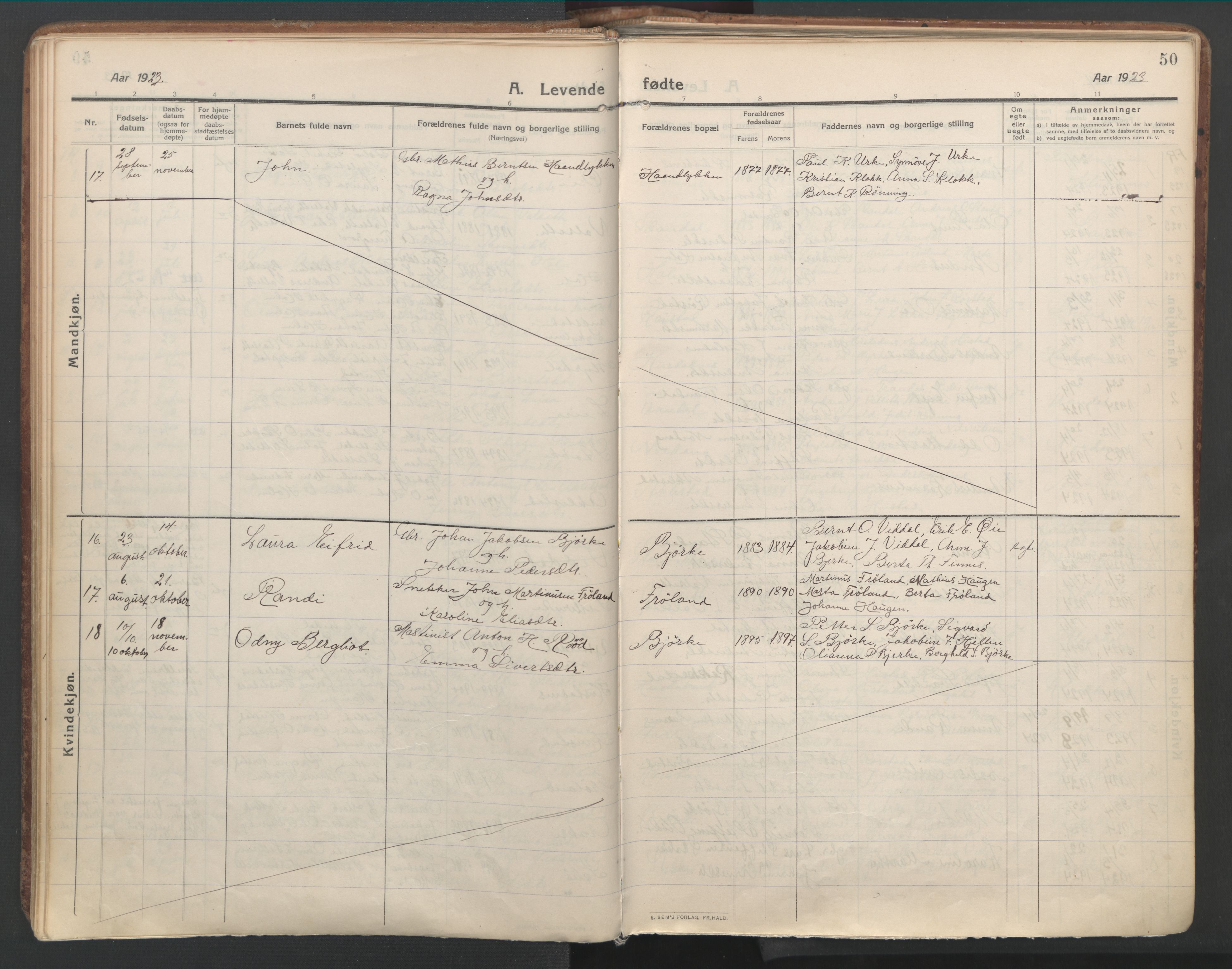 Ministerialprotokoller, klokkerbøker og fødselsregistre - Møre og Romsdal, AV/SAT-A-1454/515/L0212: Ministerialbok nr. 515A08, 1911-1935, s. 50