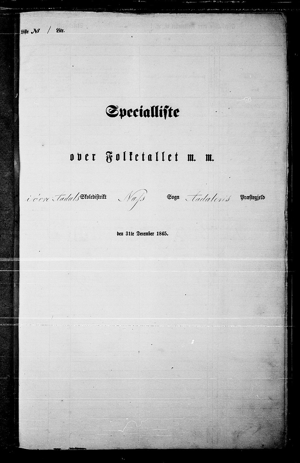 RA, Folketelling 1865 for 0614P Ådal prestegjeld, 1865, s. 9