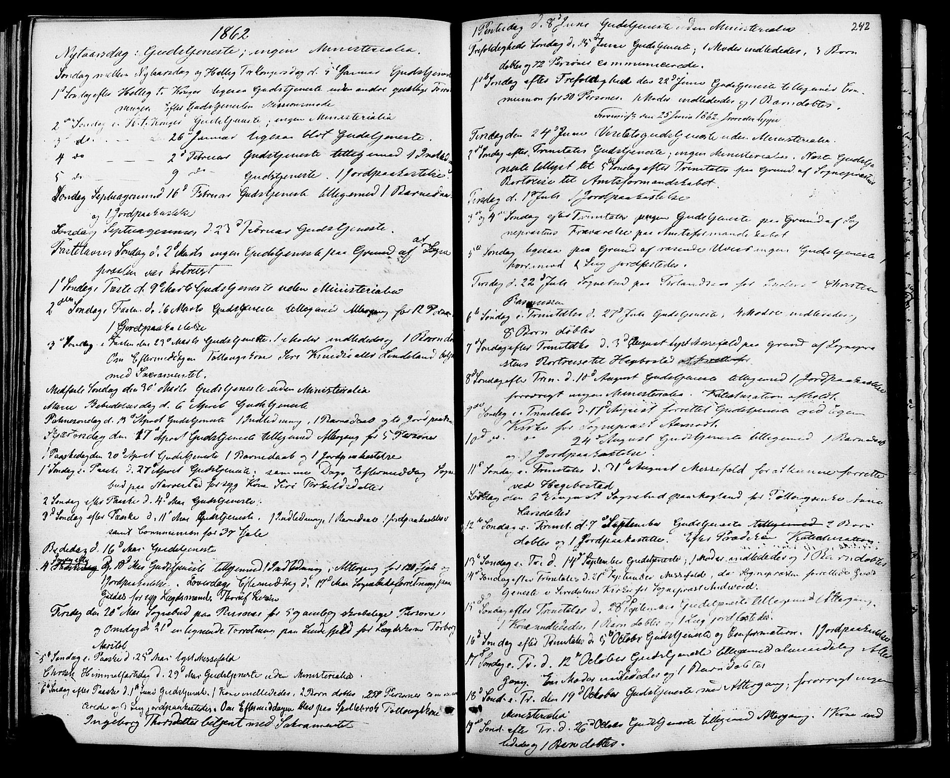 Fjotland sokneprestkontor, AV/SAK-1111-0010/F/Fa/L0001: Ministerialbok nr. A 1, 1850-1879, s. 242