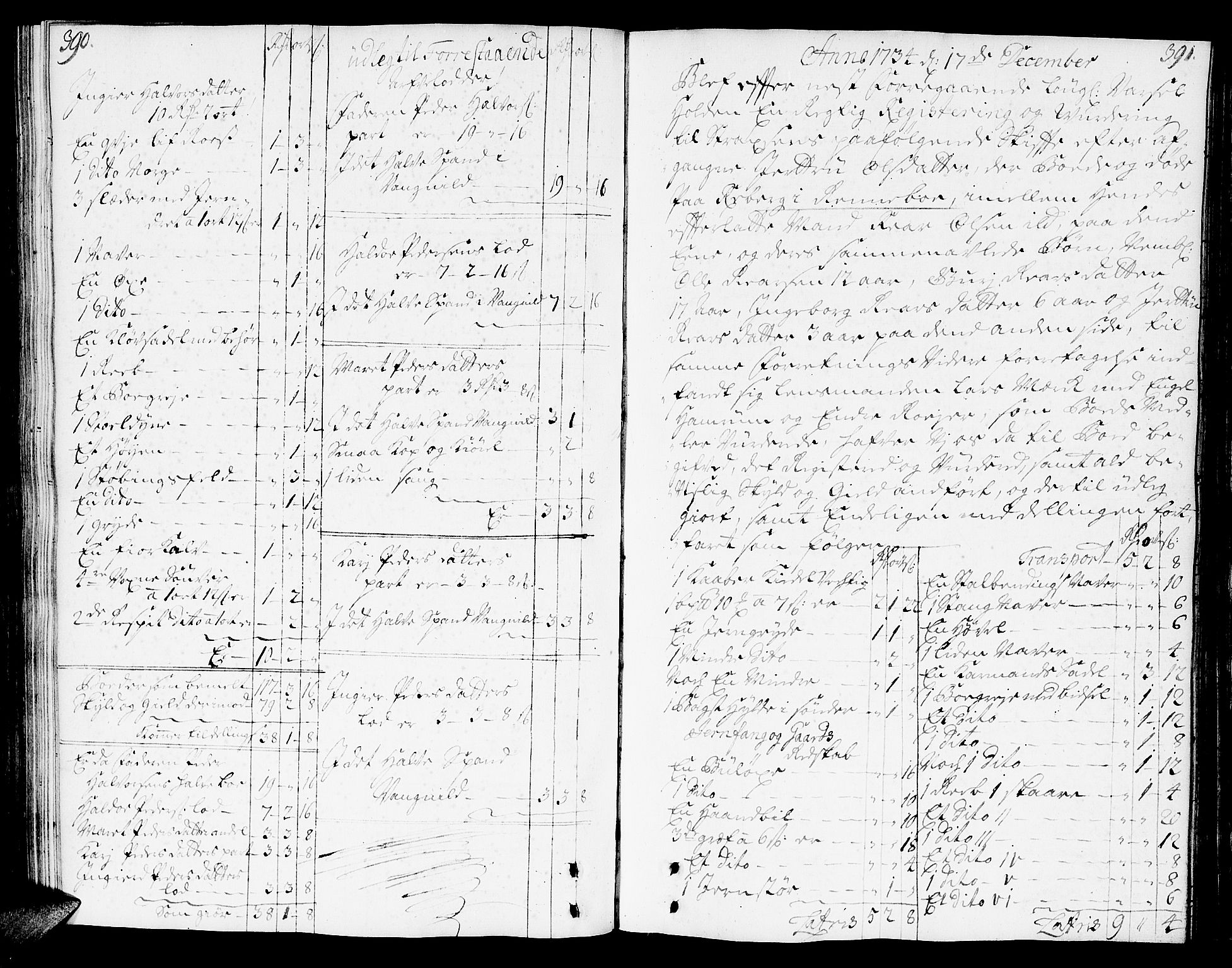 Orkdal sorenskriveri, SAT/A-4169/1/3/3Aa/L0003: Skifteprotokoller, 1731-1735, s. 390-391