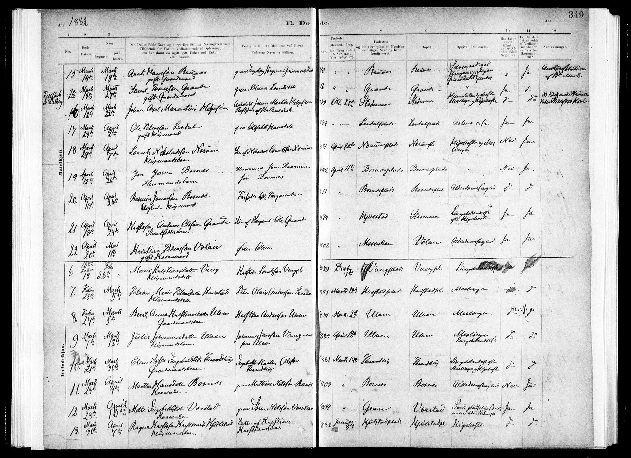 Ministerialprotokoller, klokkerbøker og fødselsregistre - Nord-Trøndelag, SAT/A-1458/730/L0285: Ministerialbok nr. 730A10, 1879-1914, s. 349