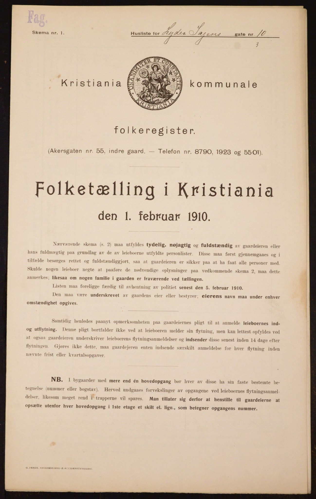 OBA, Kommunal folketelling 1.2.1910 for Kristiania, 1910, s. 56453