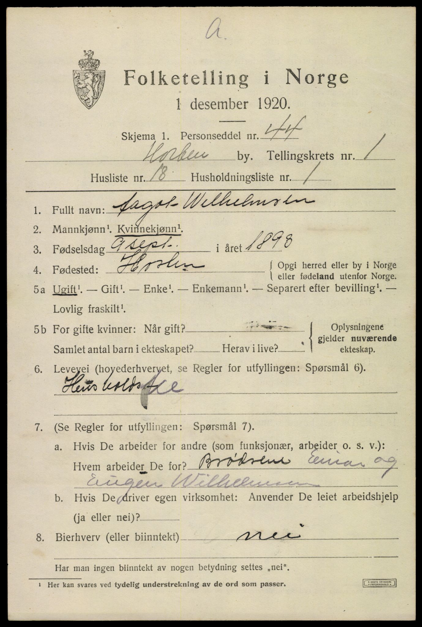 SAKO, Folketelling 1920 for 0703 Horten kjøpstad, 1920, s. 8971