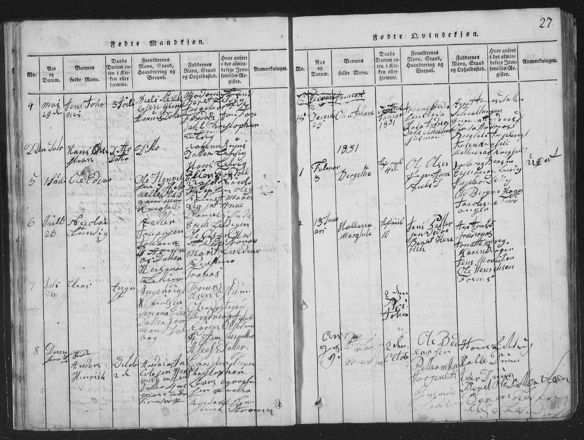 Ministerialprotokoller, klokkerbøker og fødselsregistre - Nord-Trøndelag, AV/SAT-A-1458/773/L0613: Ministerialbok nr. 773A04, 1815-1845, s. 27