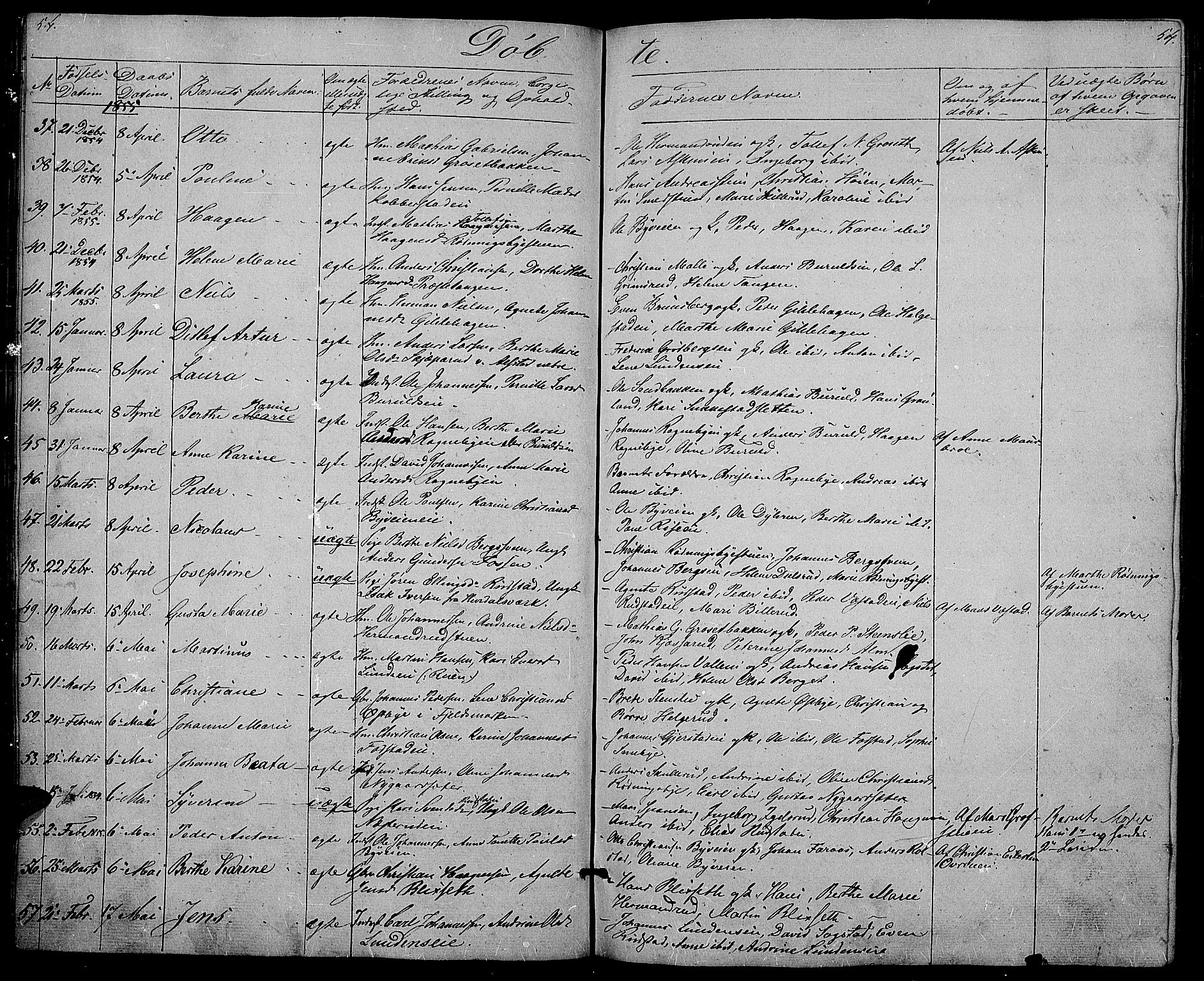 Østre Toten prestekontor, AV/SAH-PREST-104/H/Ha/Hab/L0003: Klokkerbok nr. 3, 1848-1857, s. 54