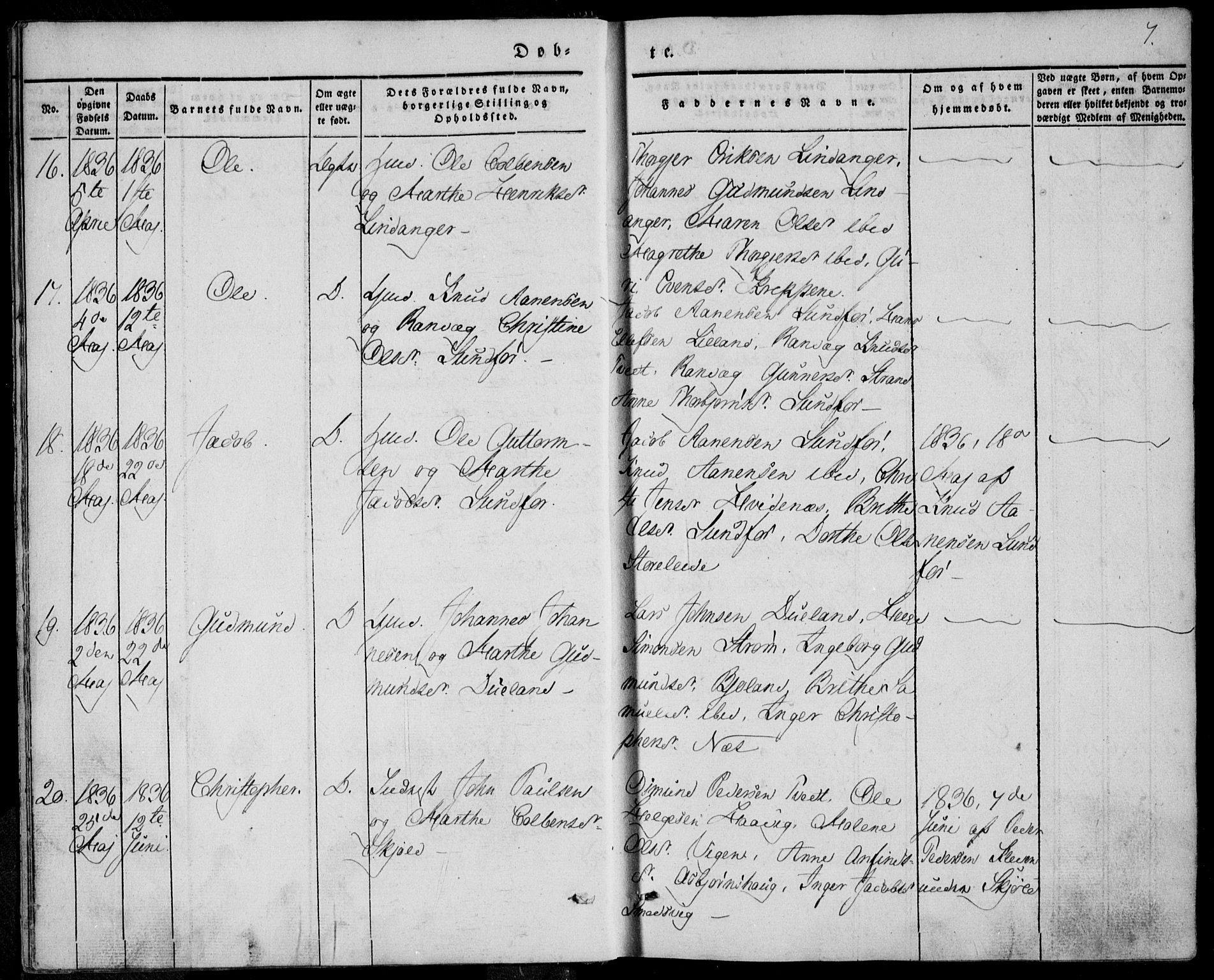 Skjold sokneprestkontor, AV/SAST-A-101847/H/Ha/Haa/L0006: Ministerialbok nr. A 6.1, 1835-1858, s. 7
