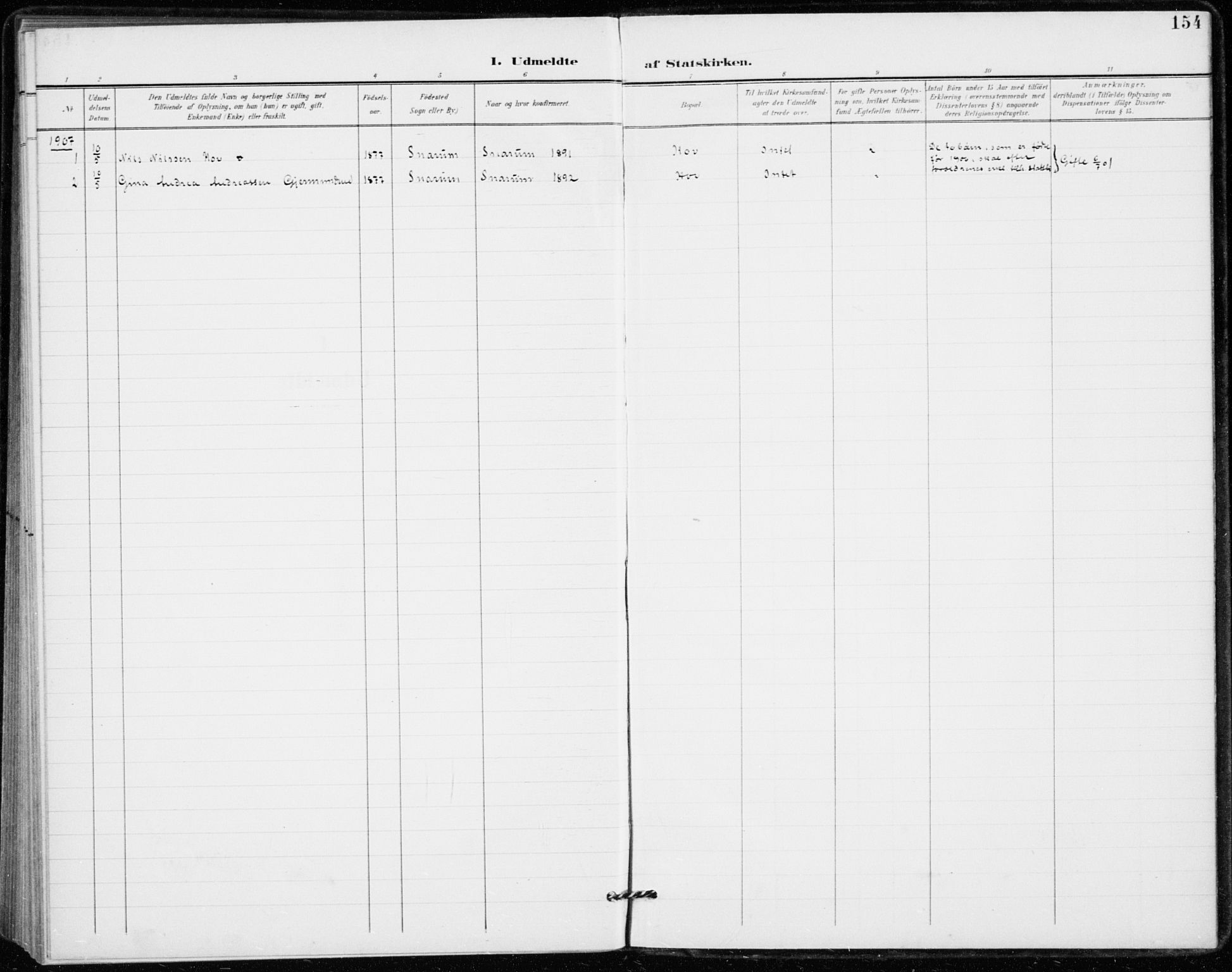 Modum kirkebøker, SAKO/A-234/F/Fa/L0020: Ministerialbok nr. 20, 1900-1917, s. 154