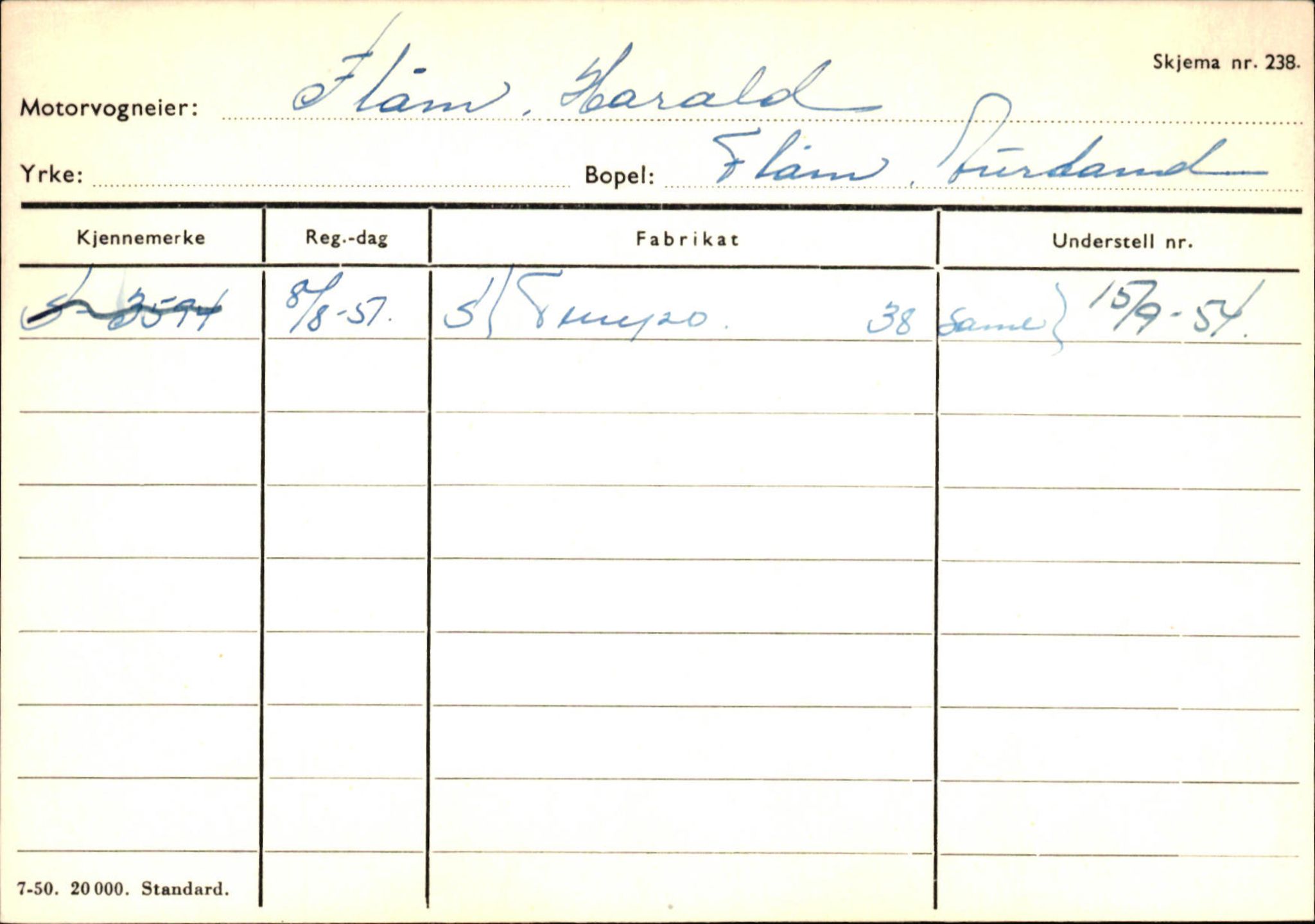 Statens vegvesen, Sogn og Fjordane vegkontor, SAB/A-5301/4/F/L0125: Eigarregister Sogndal V-Å. Aurland A-Å. Fjaler A-N, 1945-1975, s. 585