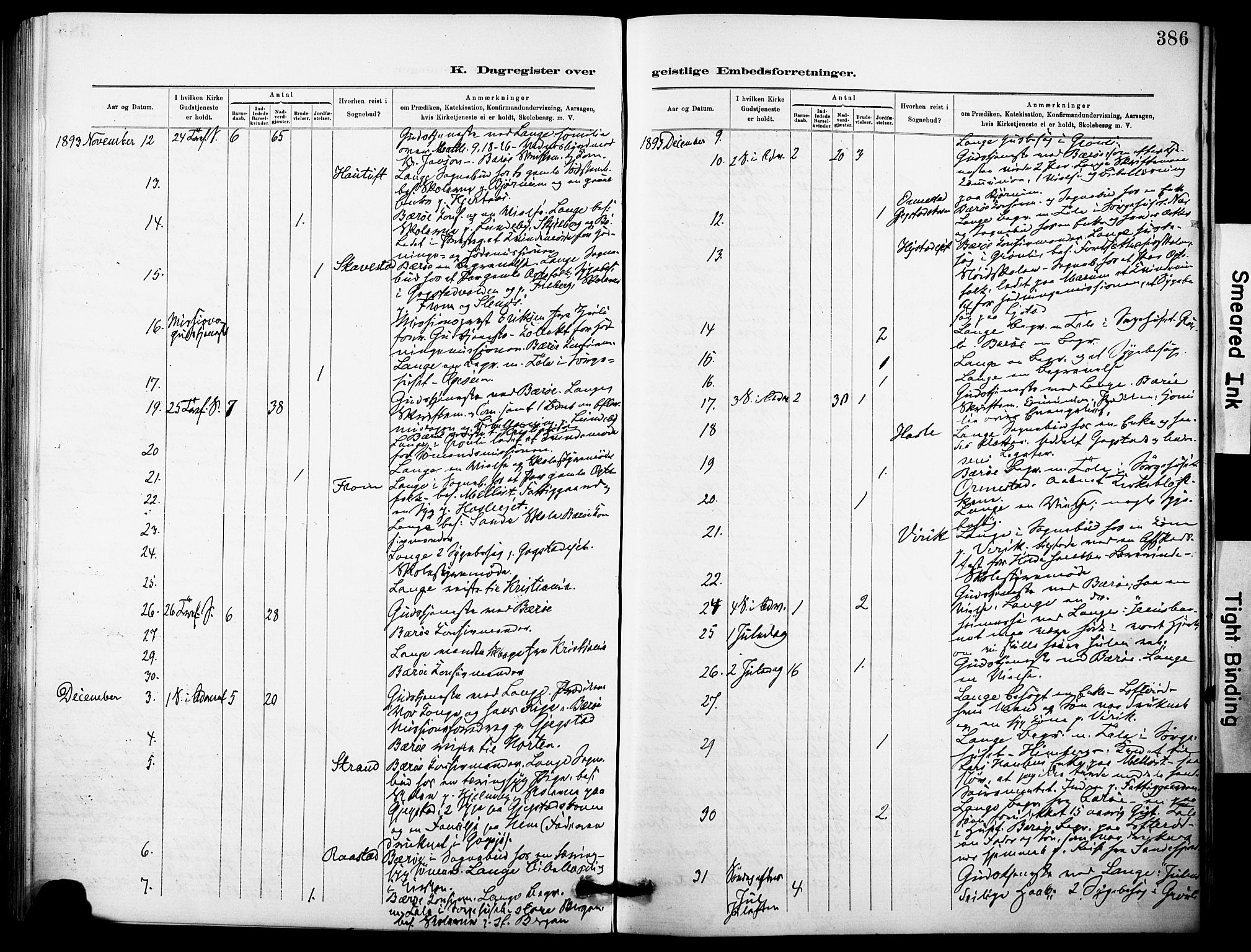 Sandar kirkebøker, AV/SAKO-A-243/F/Fa/L0013: Ministerialbok nr. 13, 1883-1895, s. 386