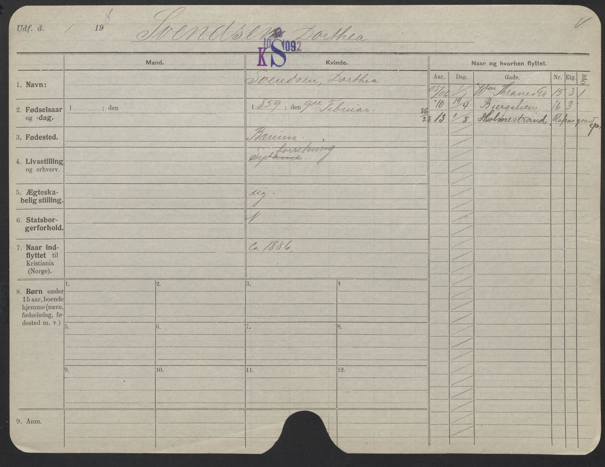 Oslo folkeregister, Registerkort, AV/SAO-A-11715/F/Fa/Fac/L0024: Kvinner, 1906-1914, s. 626a