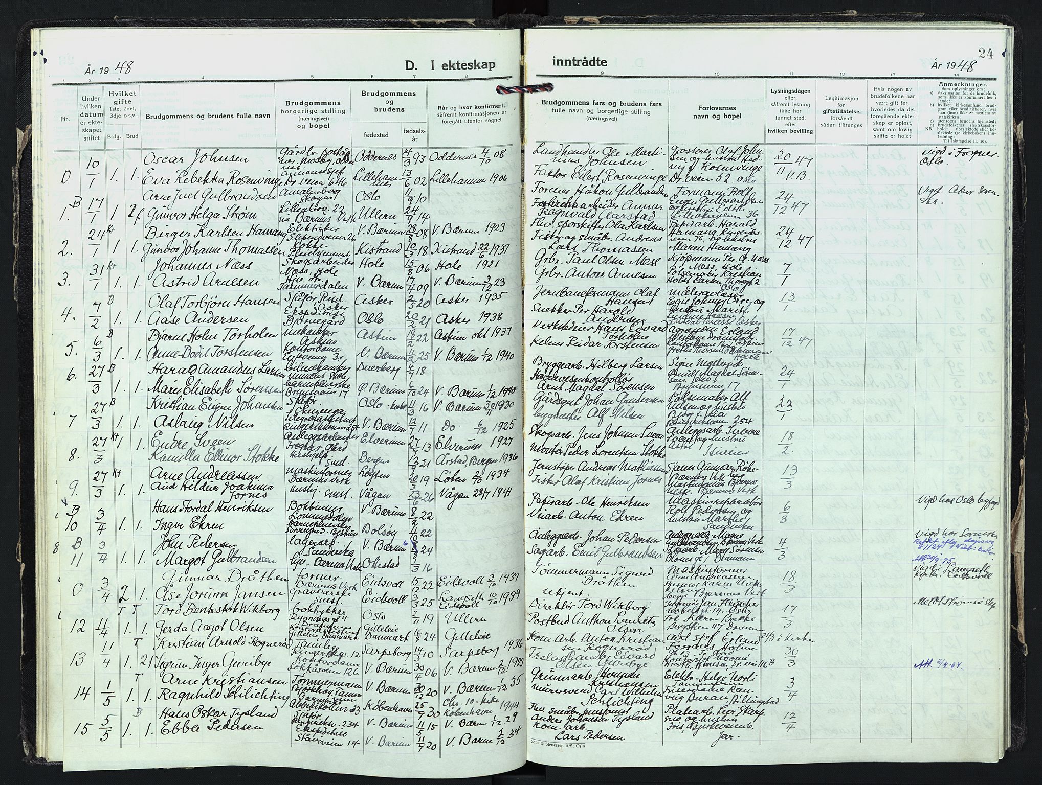 Vestre Bærum prestekontor Kirkebøker, AV/SAO-A-10209a/F/Fa/L0007: Ministerialbok nr. 7, 1944-1960, s. 24