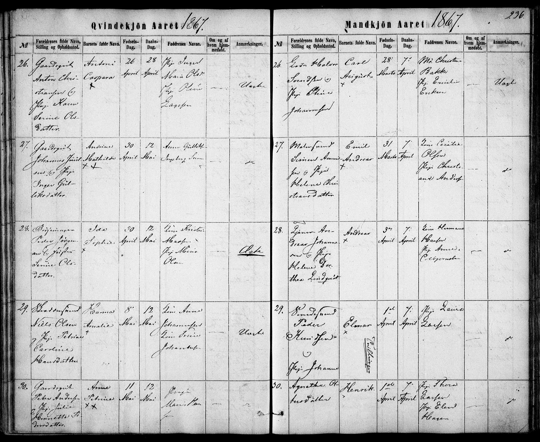 Rikshospitalet prestekontor Kirkebøker, AV/SAO-A-10309b/F/L0004: Ministerialbok nr. 4, 1853-1870, s. 236