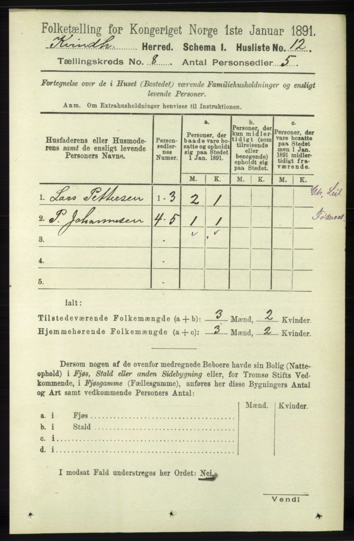 RA, Folketelling 1891 for 1224 Kvinnherad herred, 1891, s. 2933