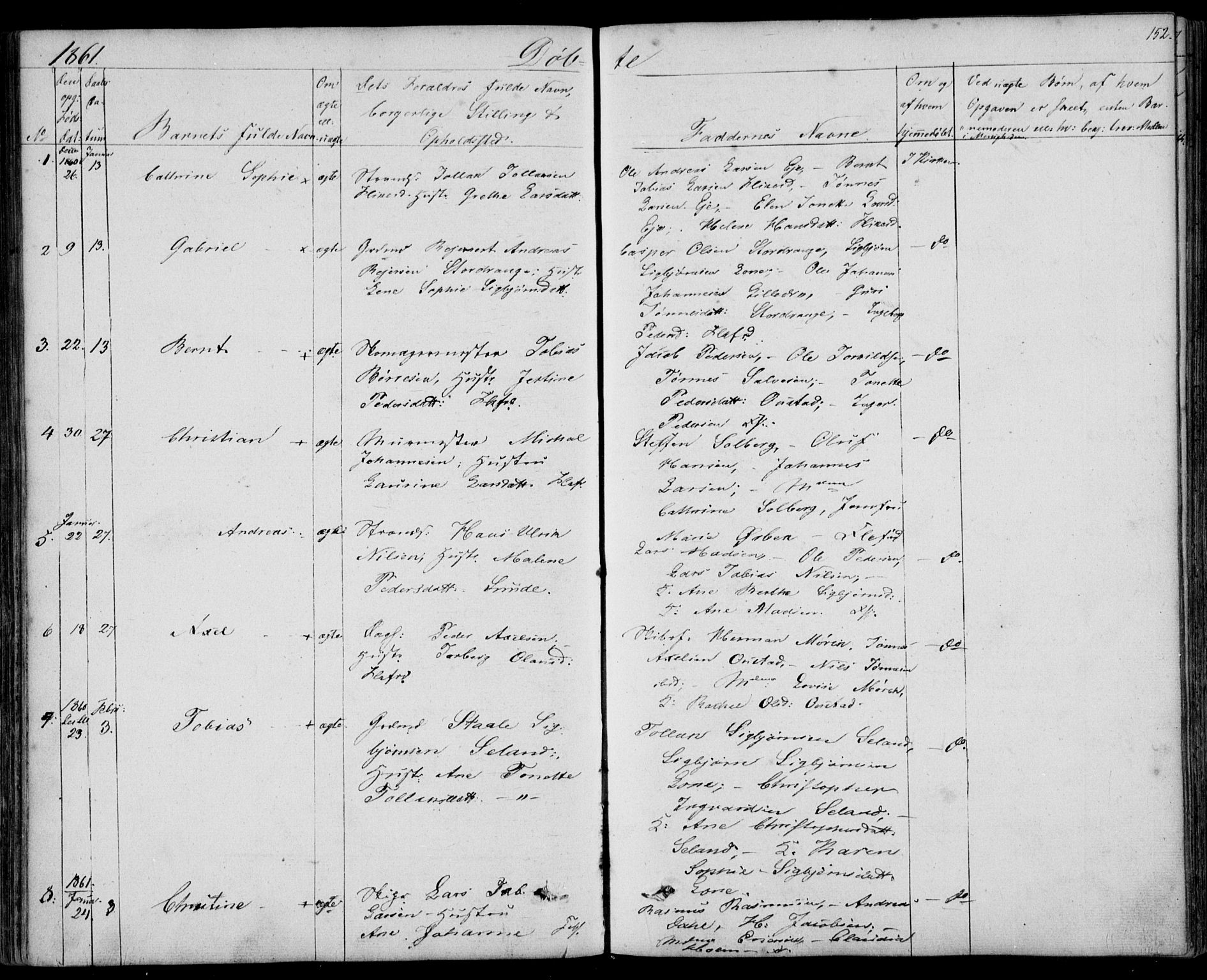 Flekkefjord sokneprestkontor, AV/SAK-1111-0012/F/Fb/Fbc/L0005: Klokkerbok nr. B 5, 1846-1866, s. 152
