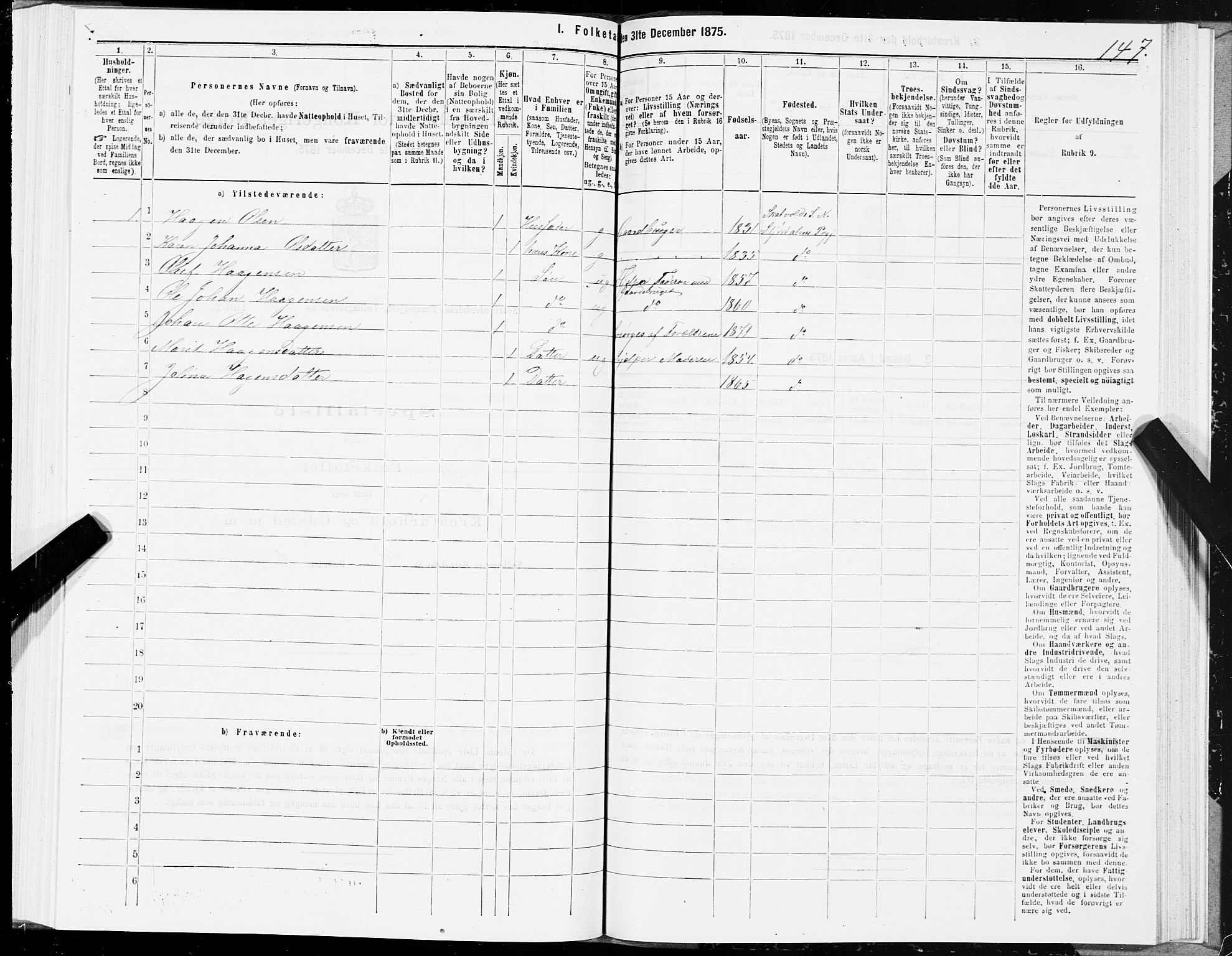 SAT, Folketelling 1875 for 1714P Nedre Stjørdal prestegjeld, 1875, s. 2147