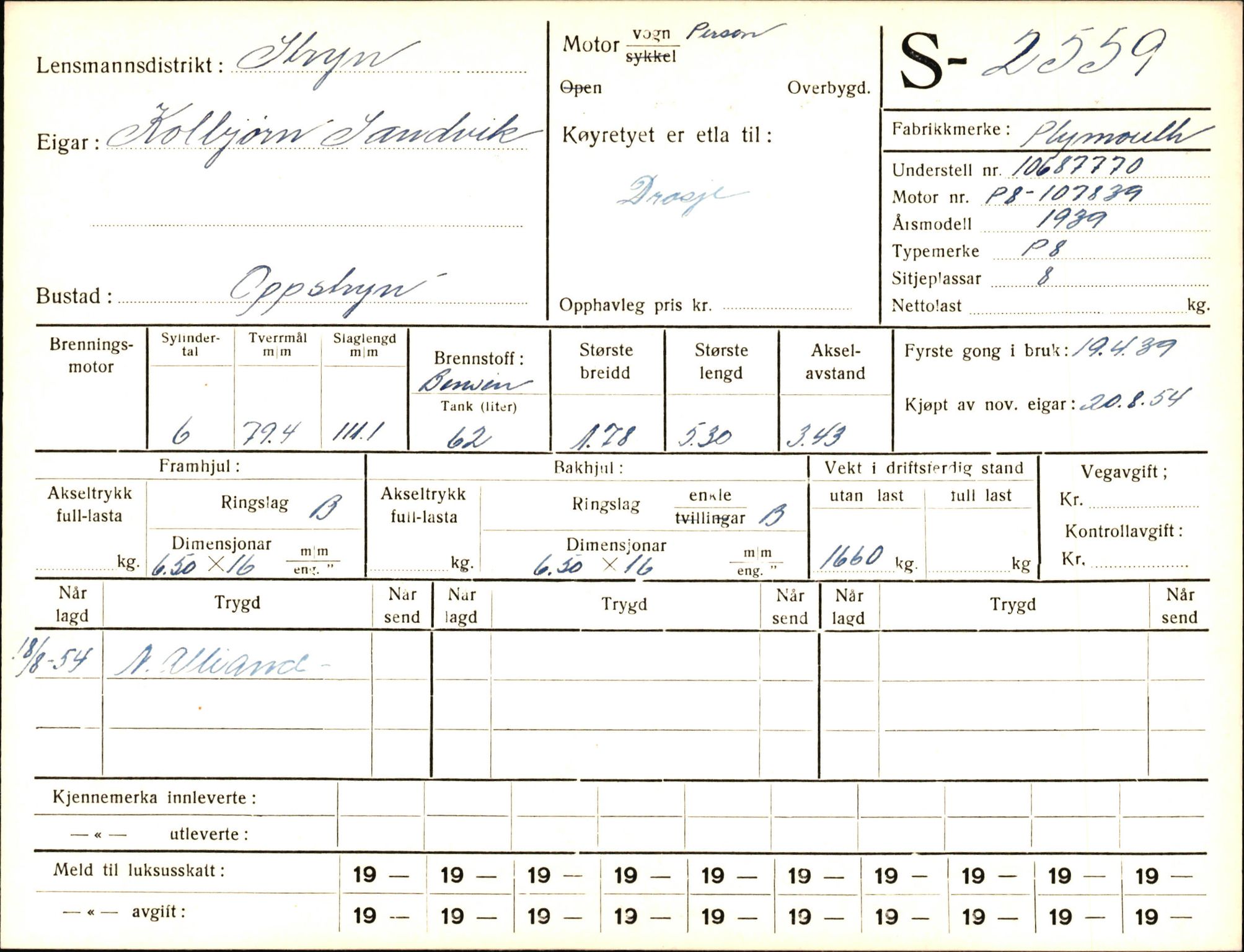 Statens vegvesen, Sogn og Fjordane vegkontor, AV/SAB-A-5301/4/F/L0004: Registerkort utmeldte Fjordane S2500-2700, S7200-7899, 1930-1961, s. 87