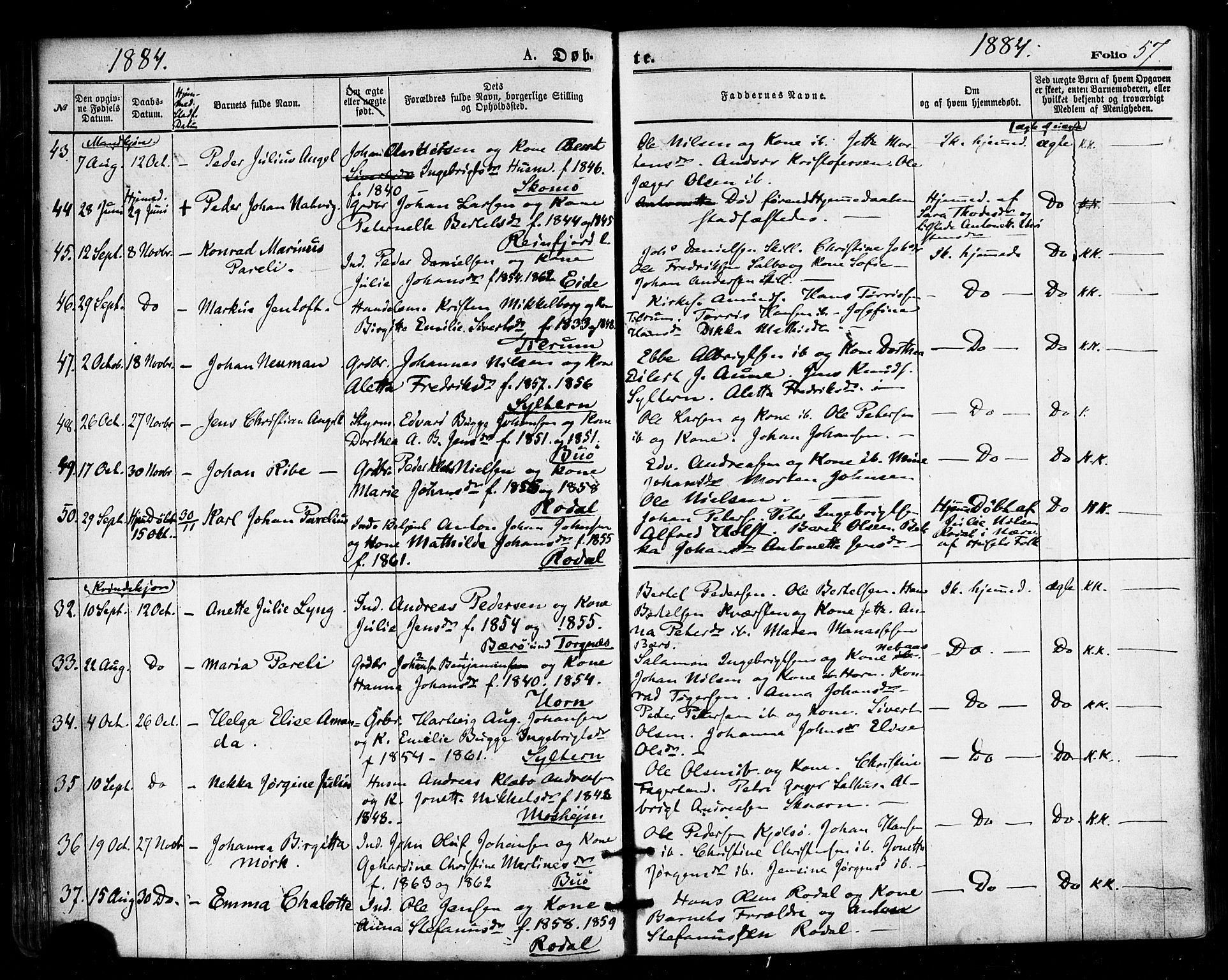 Ministerialprotokoller, klokkerbøker og fødselsregistre - Nordland, AV/SAT-A-1459/813/L0199: Ministerialbok nr. 813A09, 1875-1885, s. 57