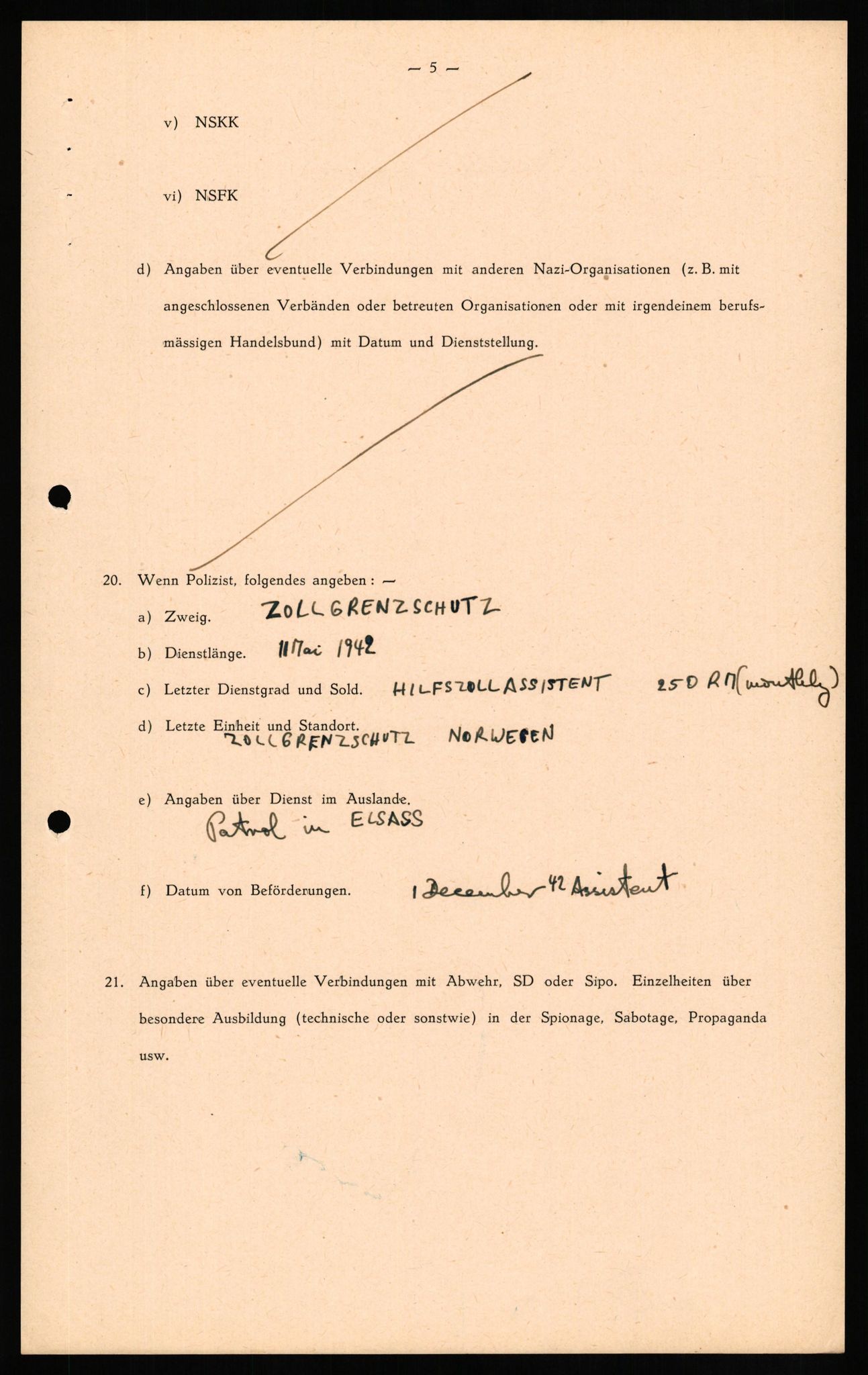 Forsvaret, Forsvarets overkommando II, AV/RA-RAFA-3915/D/Db/L0015: CI Questionaires. Tyske okkupasjonsstyrker i Norge. Tyskere., 1945-1946, s. 163