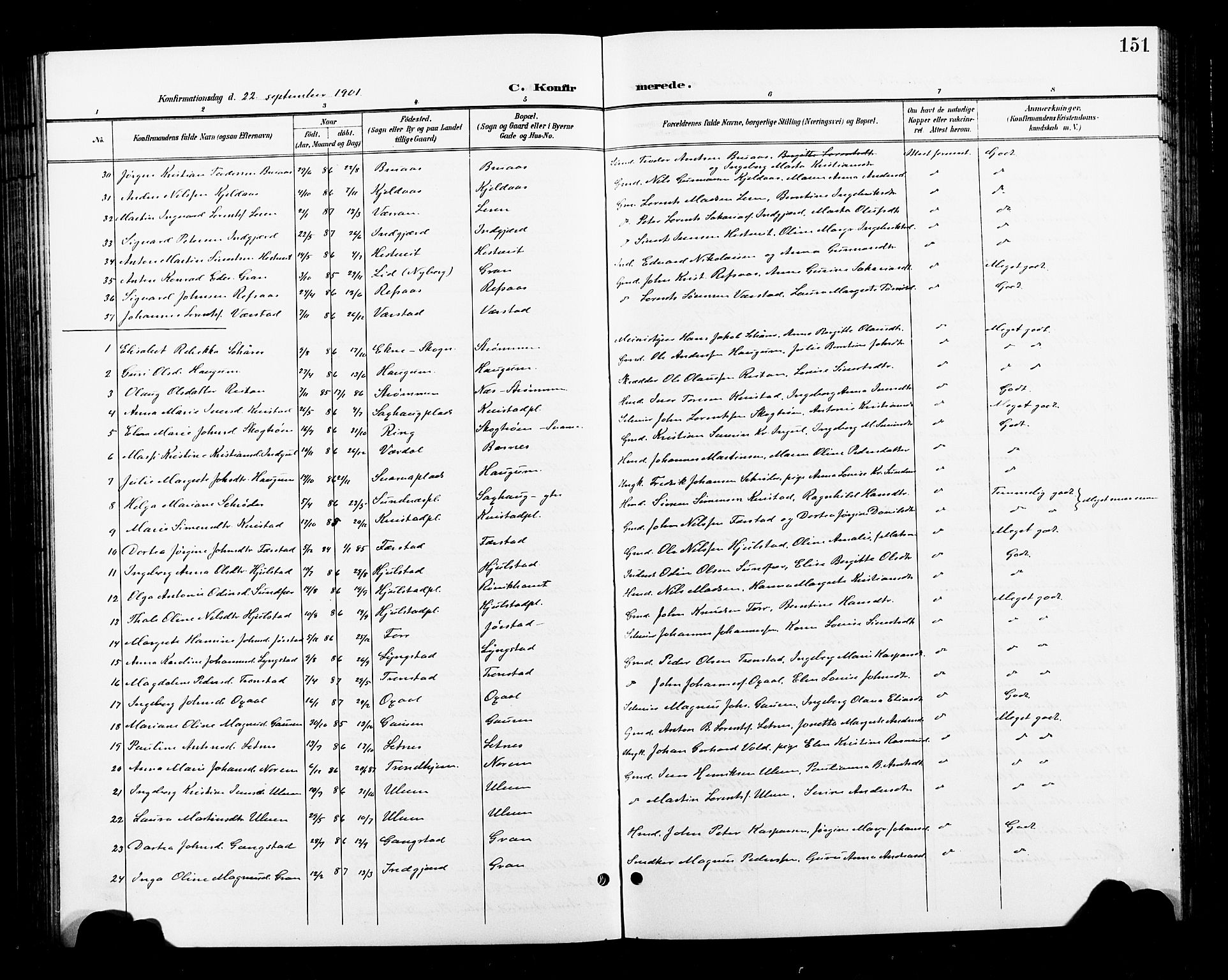 Ministerialprotokoller, klokkerbøker og fødselsregistre - Nord-Trøndelag, SAT/A-1458/730/L0302: Klokkerbok nr. 730C05, 1898-1924, s. 151