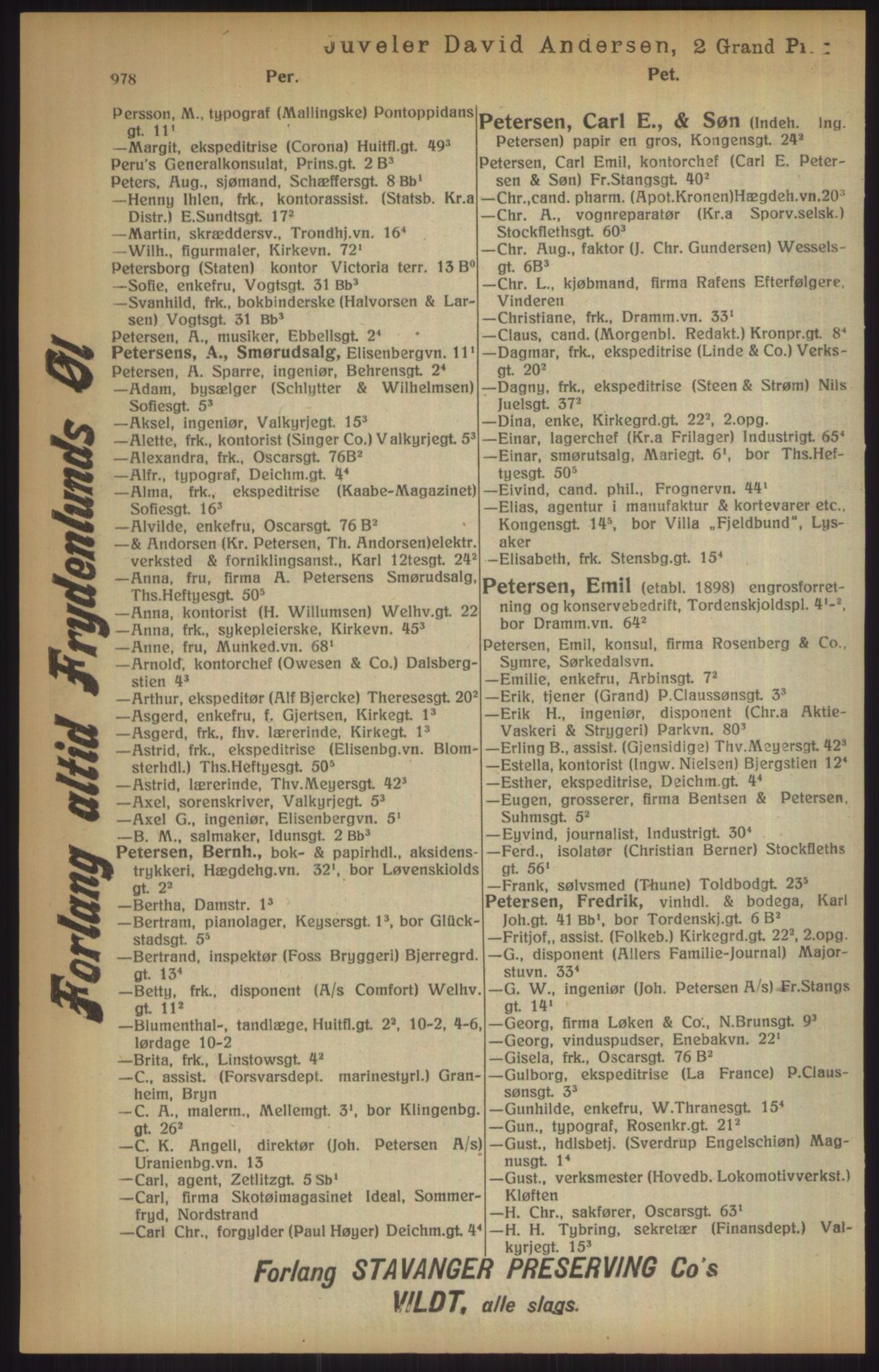 Kristiania/Oslo adressebok, PUBL/-, 1915, s. 978