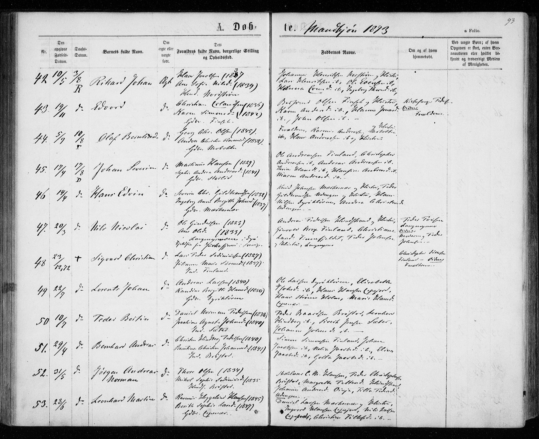 Tranøy sokneprestkontor, AV/SATØ-S-1313/I/Ia/Iaa/L0008kirke: Ministerialbok nr. 8, 1867-1877, s. 93