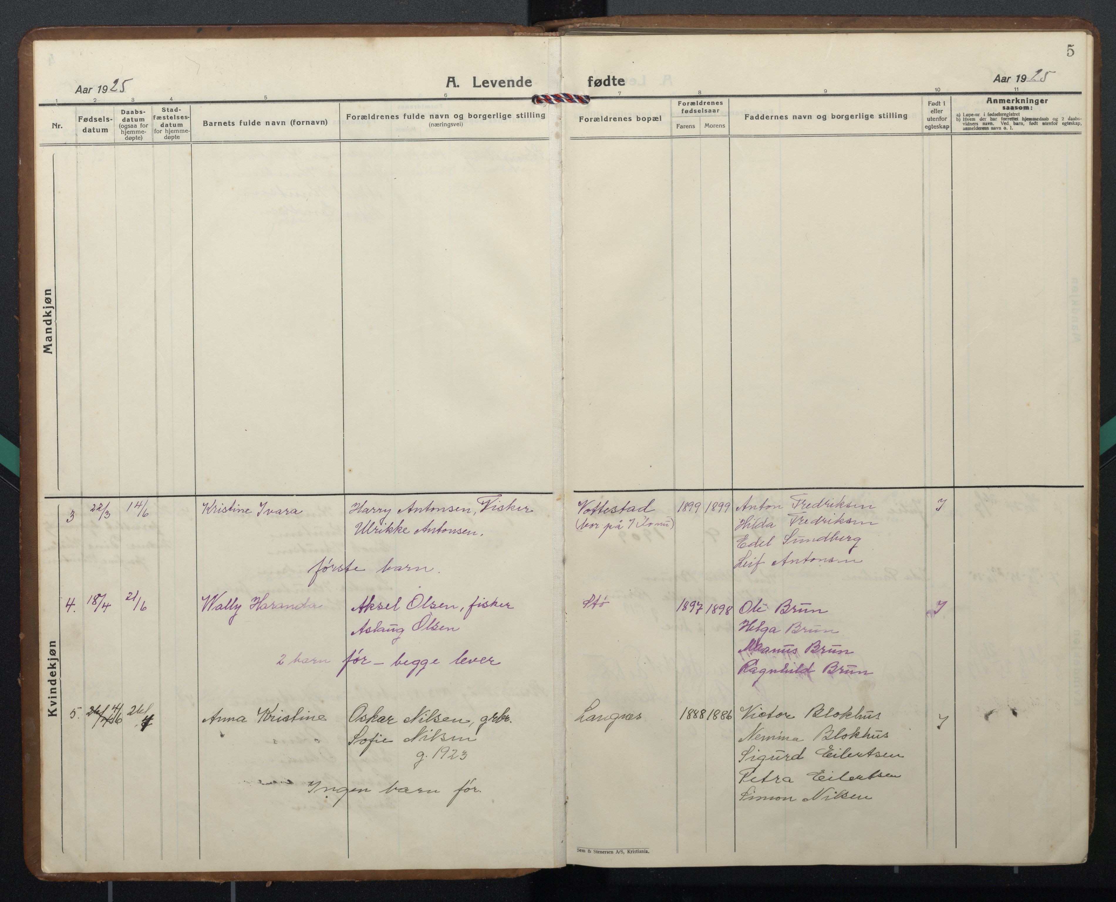 Ministerialprotokoller, klokkerbøker og fødselsregistre - Nordland, AV/SAT-A-1459/894/L1362: Klokkerbok nr. 894C05, 1925-1968, s. 5