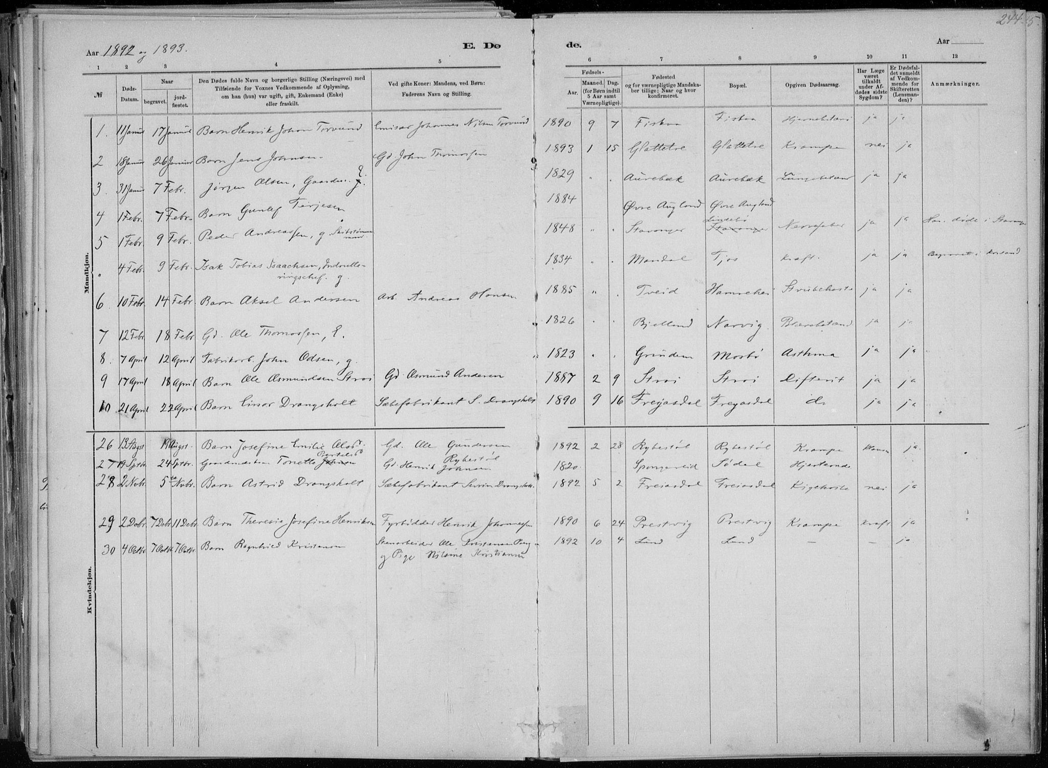 Oddernes sokneprestkontor, SAK/1111-0033/F/Fa/Faa/L0009: Ministerialbok nr. A 9, 1884-1896, s. 244