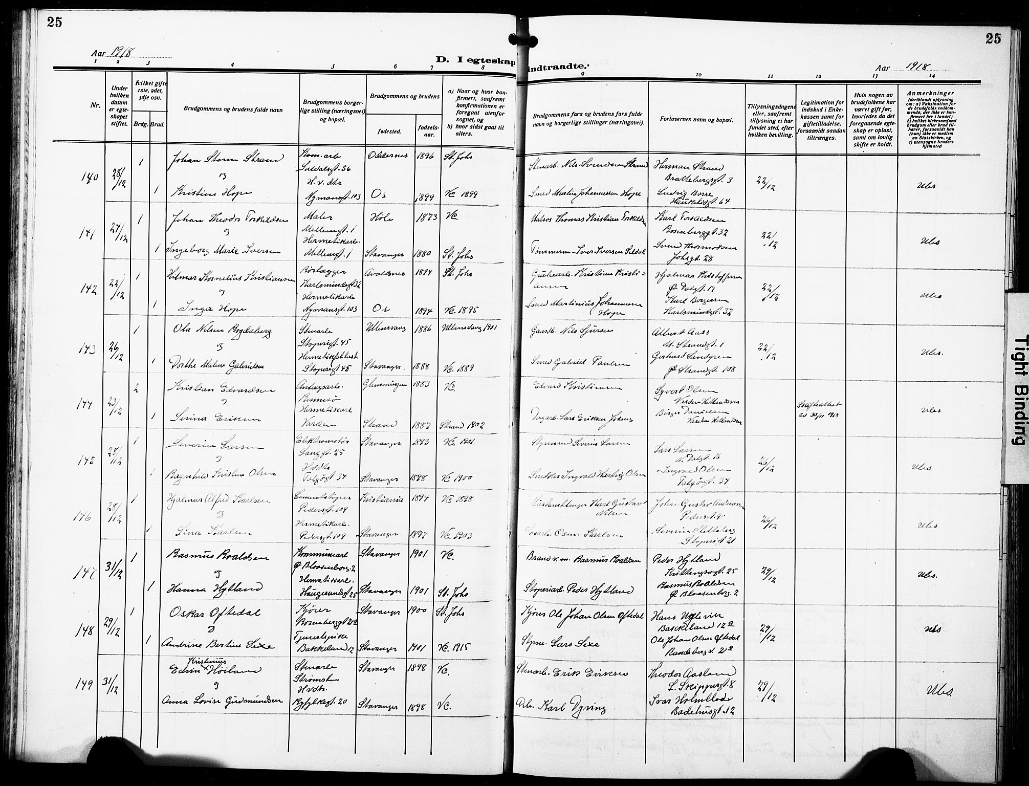 St. Johannes sokneprestkontor, AV/SAST-A-101814/001/30/30BB/L0007: Klokkerbok nr. B 7, 1917-1932, s. 25