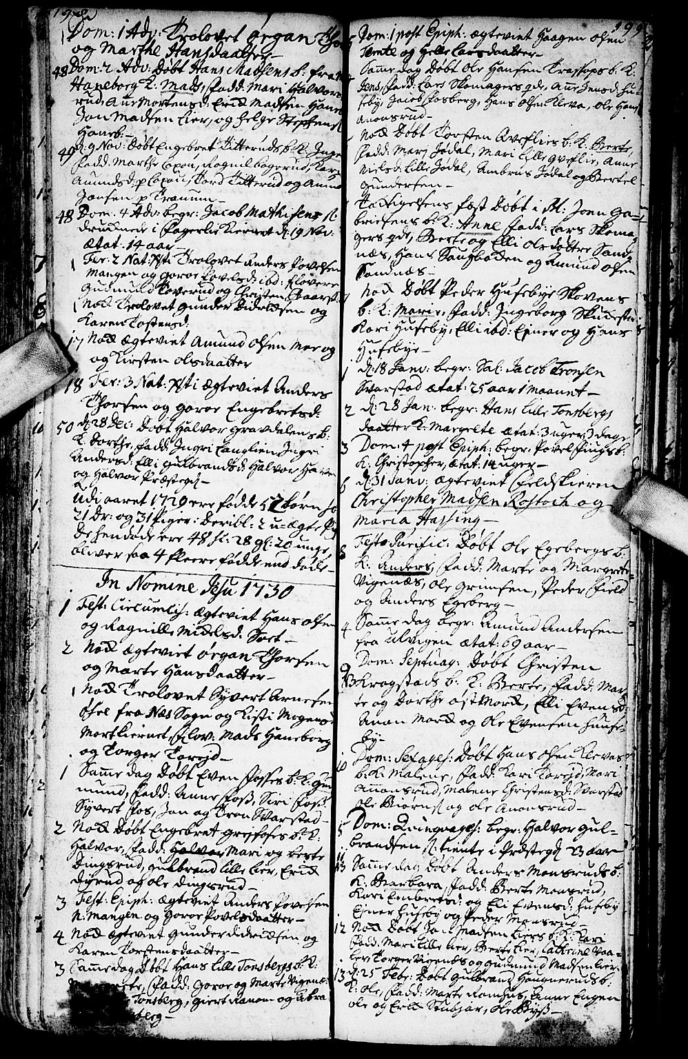 Aurskog prestekontor Kirkebøker, SAO/A-10304a/F/Fa/L0001: Ministerialbok nr. I 1, 1707-1735, s. 198-199