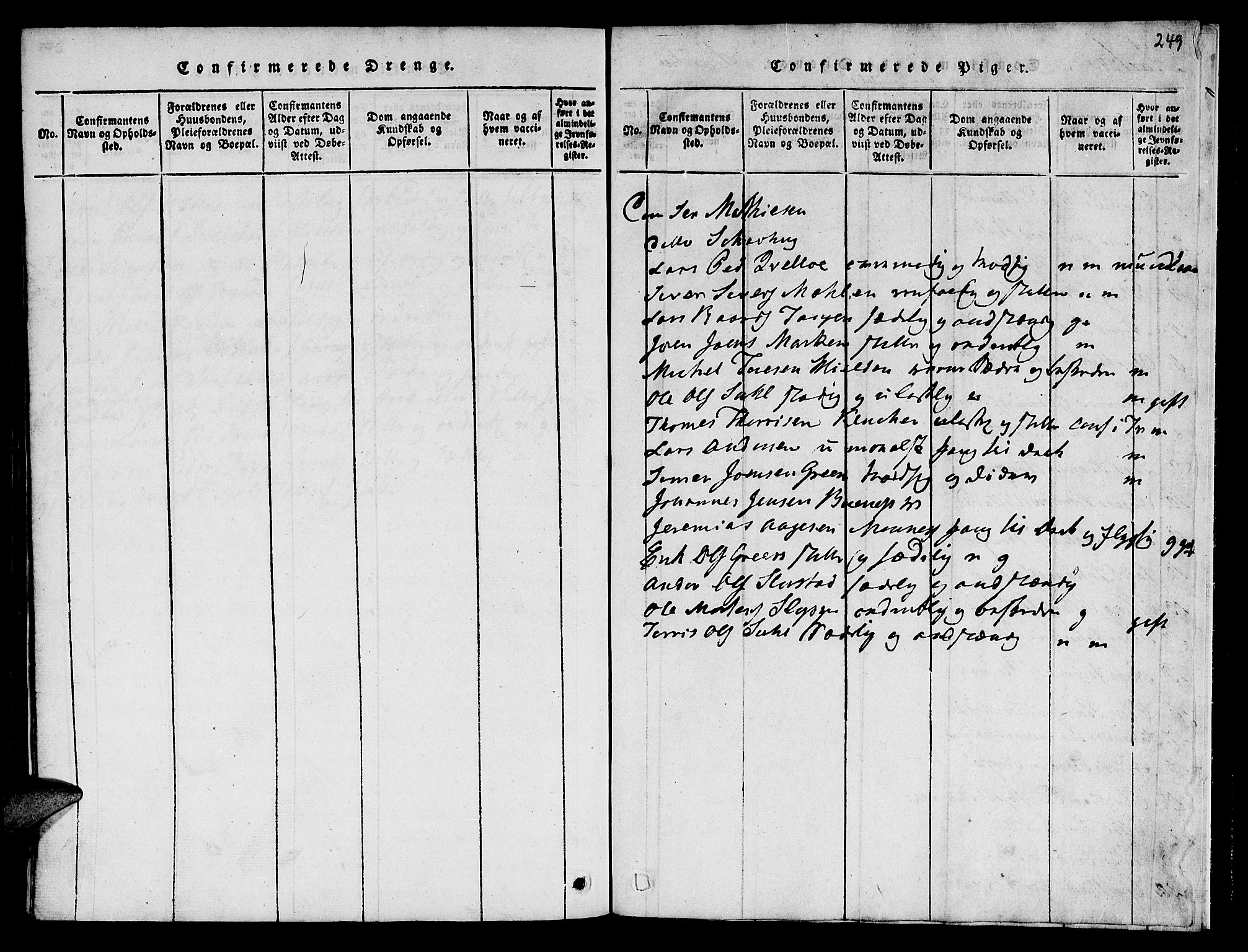 Ministerialprotokoller, klokkerbøker og fødselsregistre - Nord-Trøndelag, SAT/A-1458/723/L0251: Klokkerbok nr. 723C01 /1, 1816-1831, s. 249