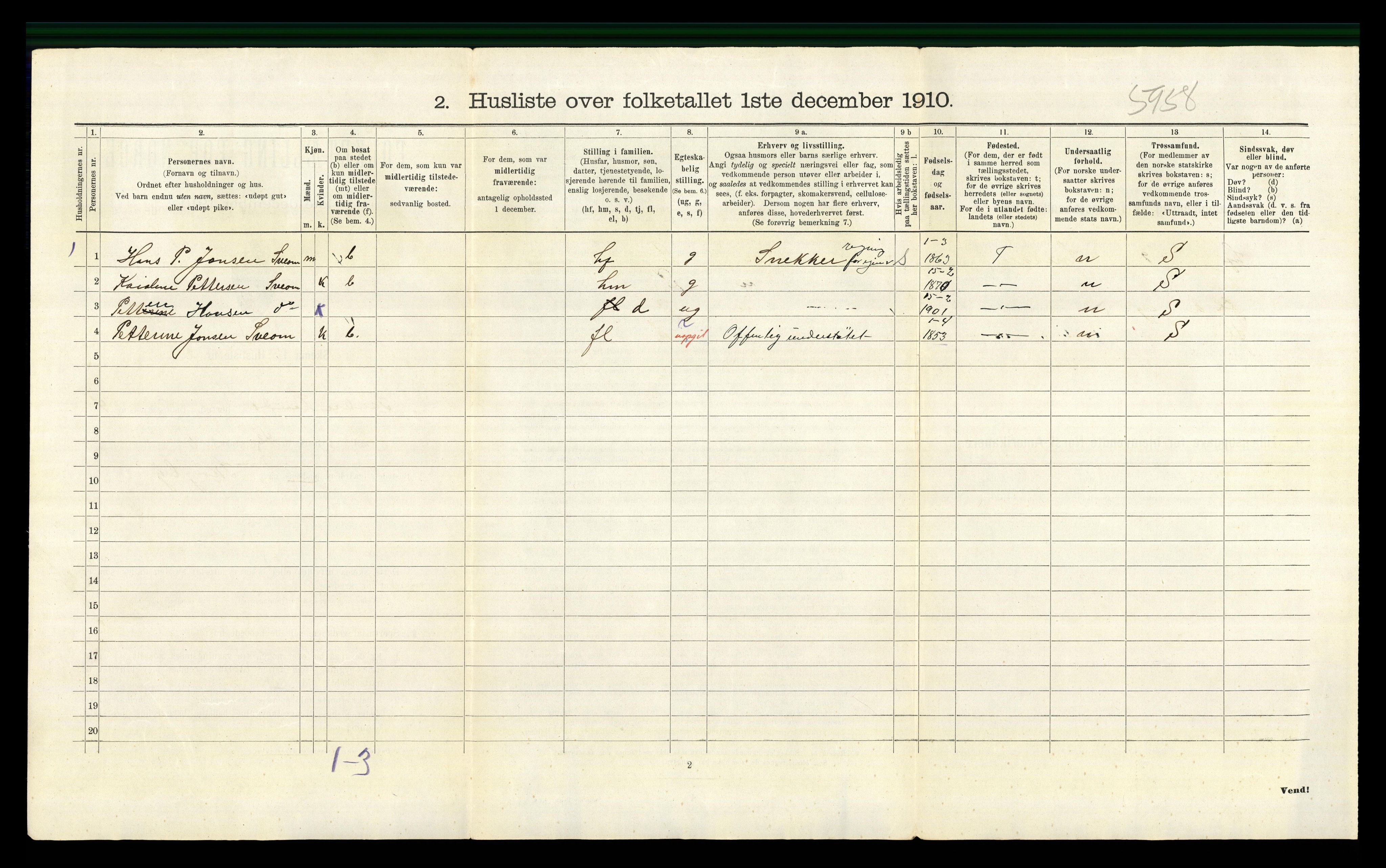 RA, Folketelling 1910 for 0536 Søndre Land herred, 1910, s. 863