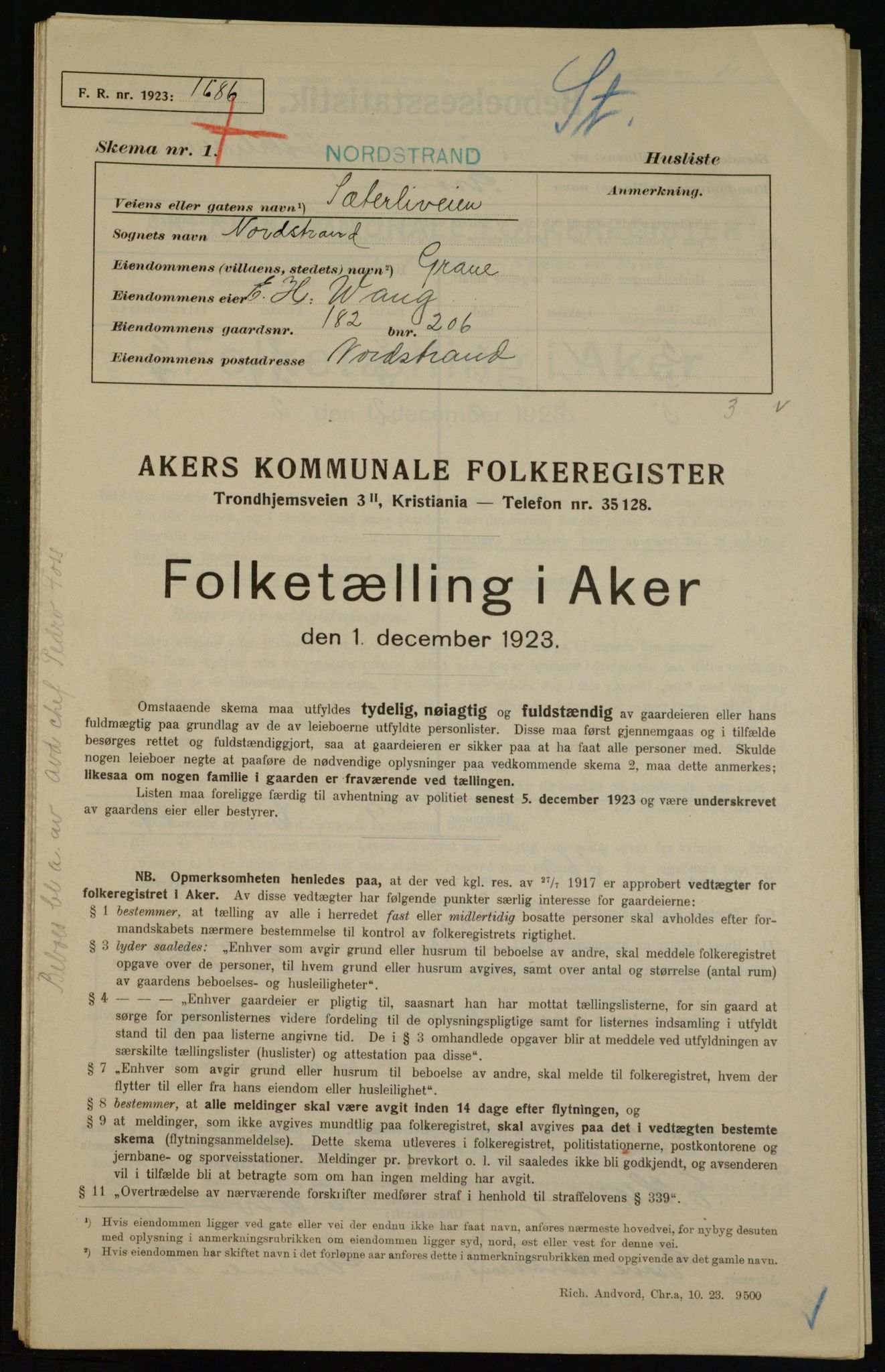 , Kommunal folketelling 1.12.1923 for Aker, 1923, s. 46229