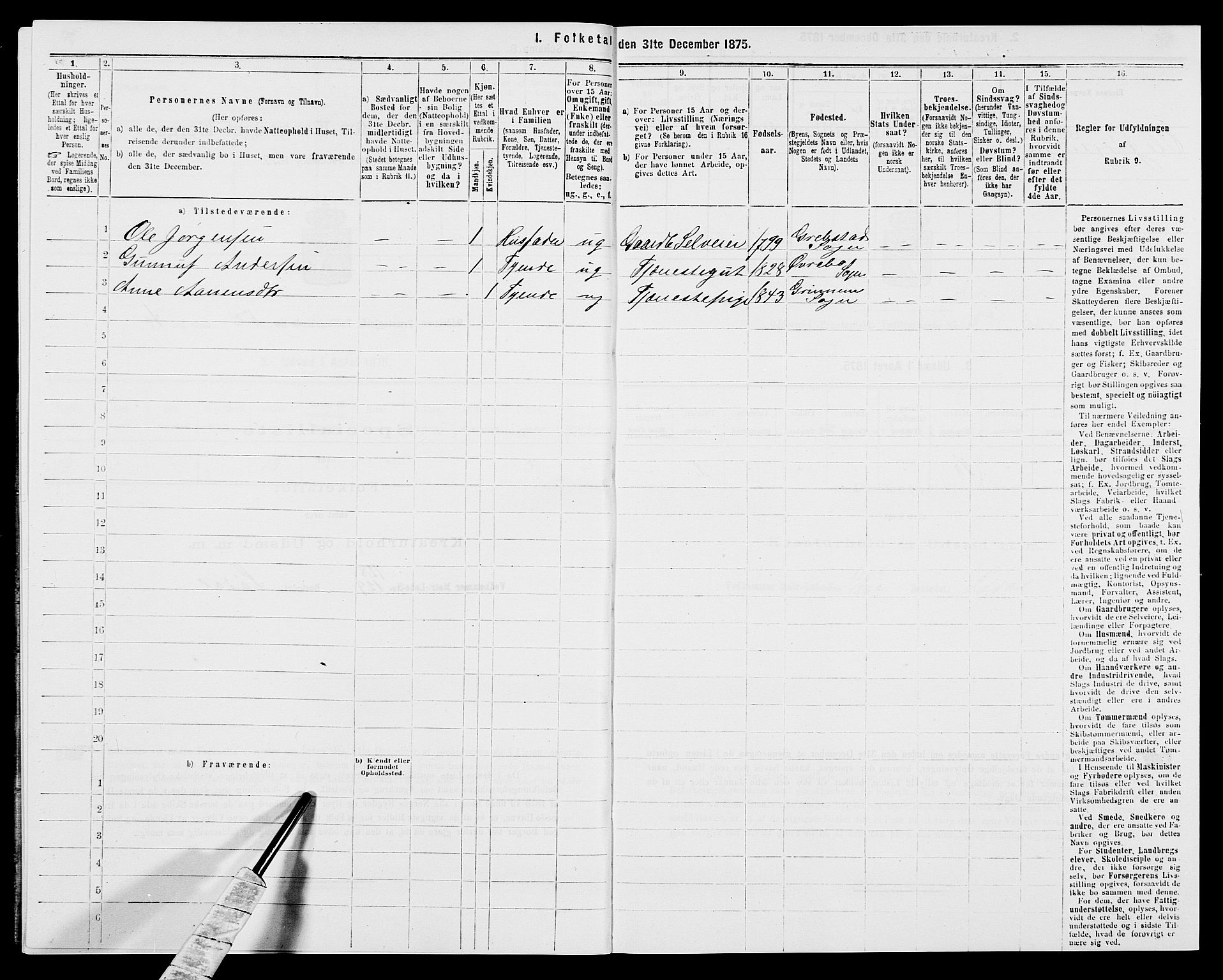 SAK, Folketelling 1875 for 1012P Oddernes prestegjeld, 1875, s. 732