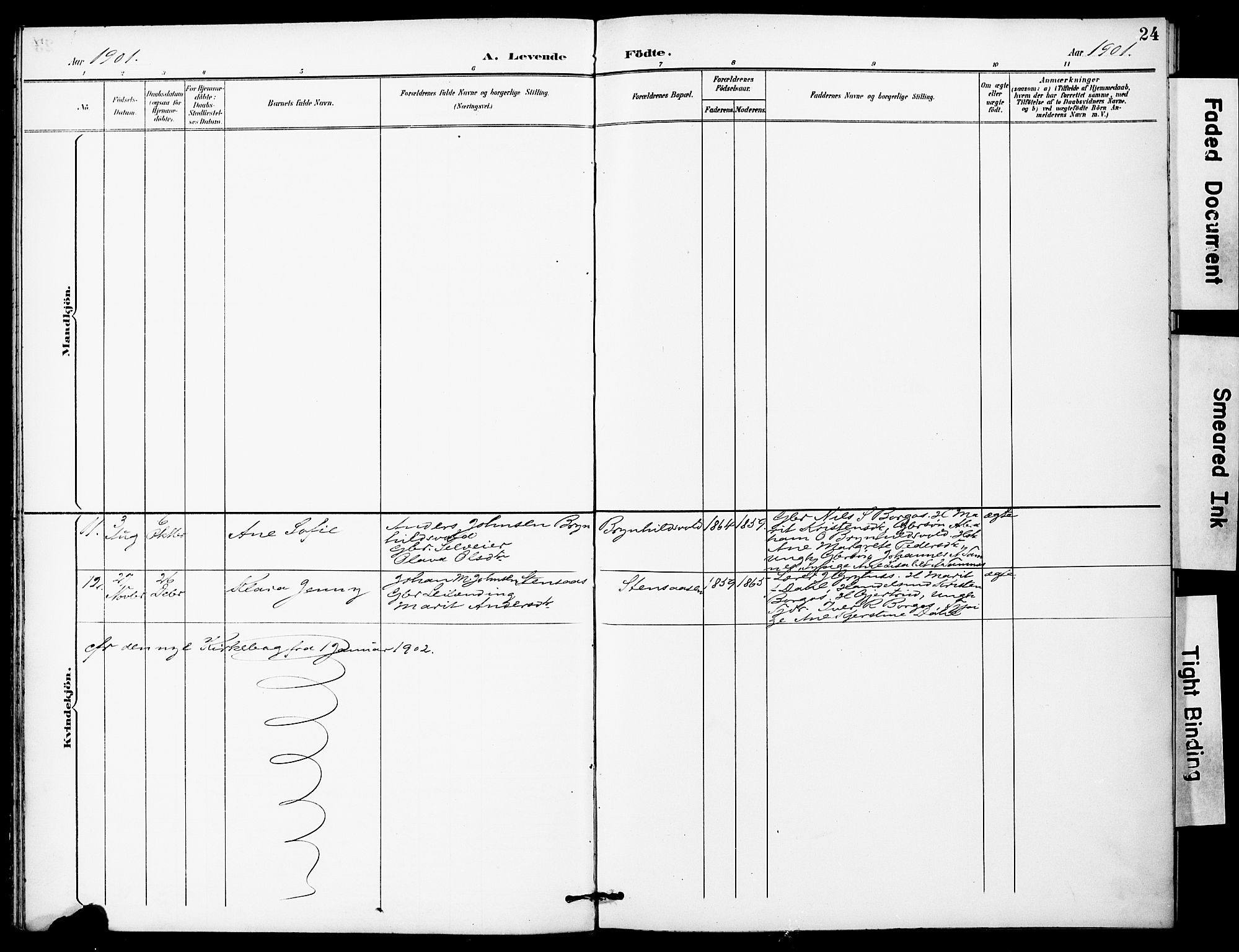 Ministerialprotokoller, klokkerbøker og fødselsregistre - Sør-Trøndelag, SAT/A-1456/683/L0948: Ministerialbok nr. 683A01, 1891-1902, s. 24