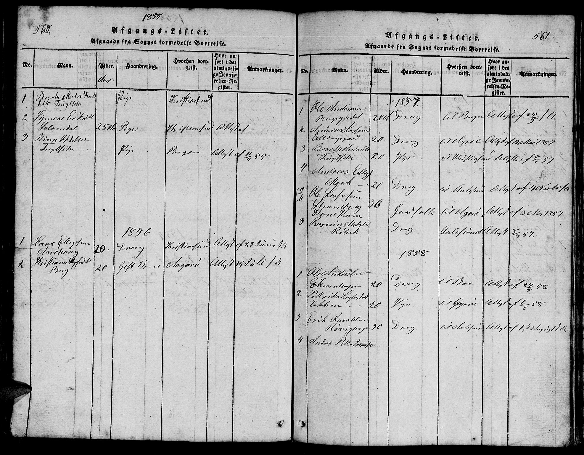 Ministerialprotokoller, klokkerbøker og fødselsregistre - Møre og Romsdal, AV/SAT-A-1454/555/L0665: Klokkerbok nr. 555C01, 1818-1868, s. 560-561