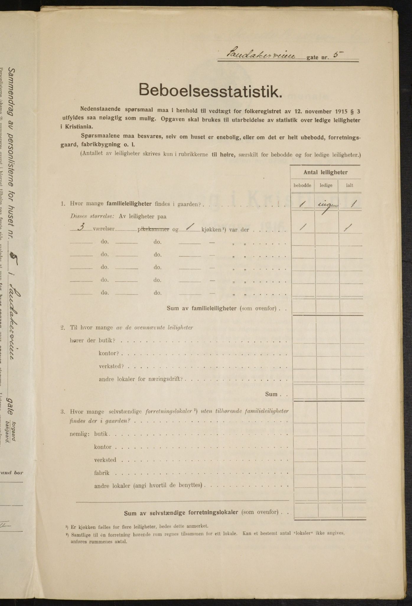 OBA, Kommunal folketelling 1.2.1916 for Kristiania, 1916, s. 88887