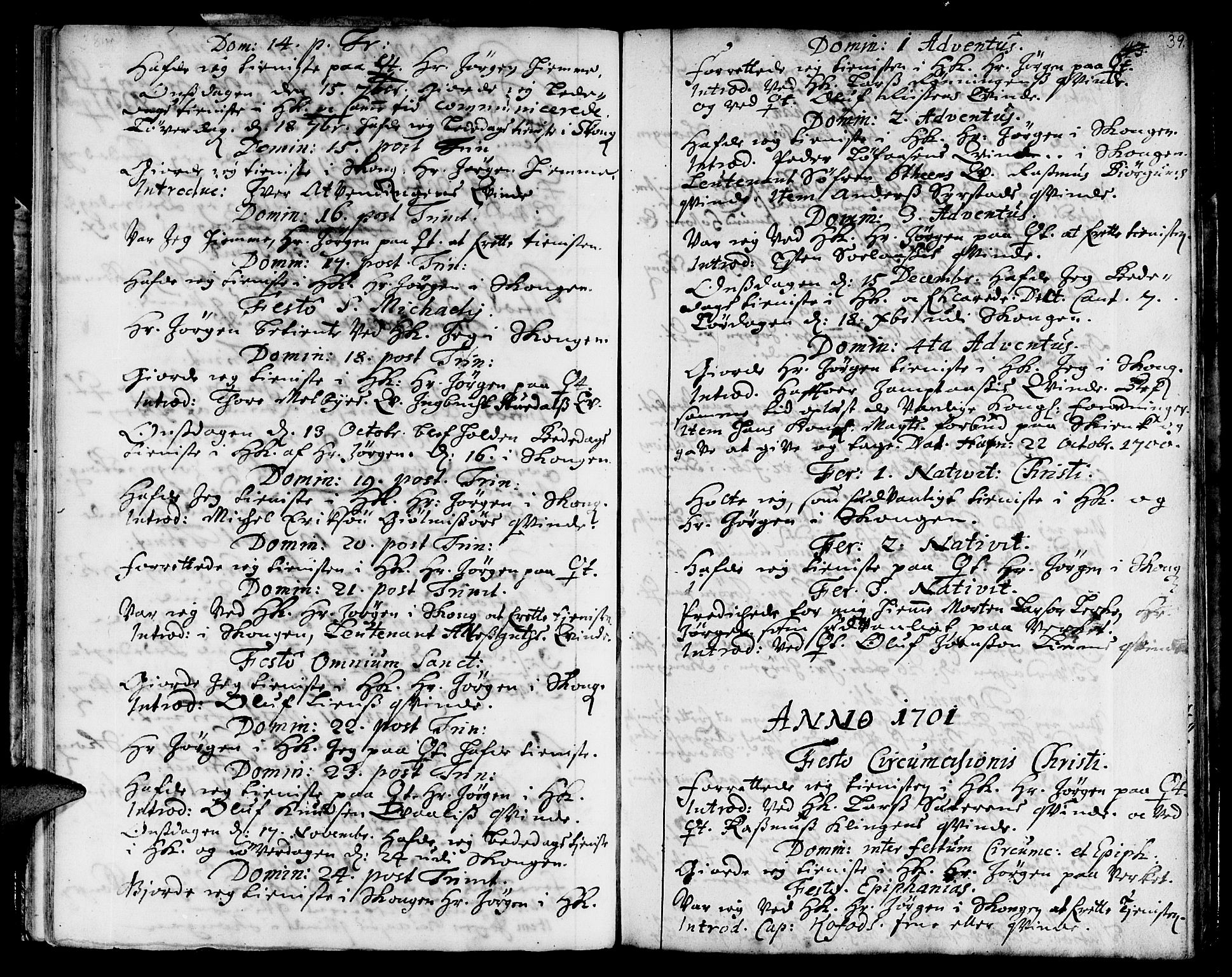 Ministerialprotokoller, klokkerbøker og fødselsregistre - Sør-Trøndelag, AV/SAT-A-1456/668/L0801: Ministerialbok nr. 668A01, 1695-1716, s. 38-39