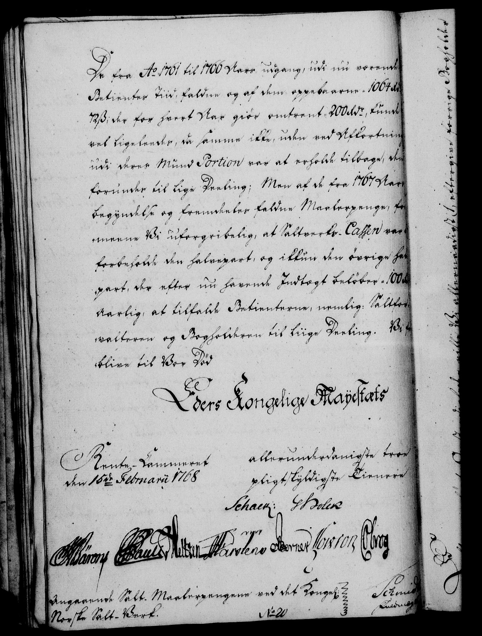 Rentekammeret, Kammerkanselliet, RA/EA-3111/G/Gf/Gfa/L0050: Norsk relasjons- og resolusjonsprotokoll (merket RK 52.50), 1768, s. 106