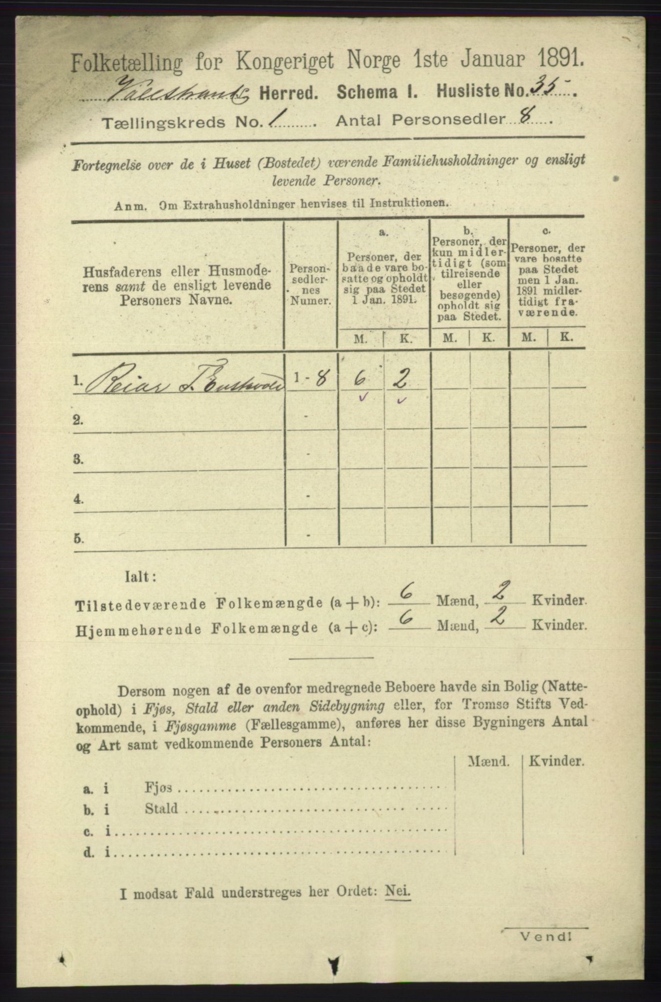 RA, Folketelling 1891 for 1217 Valestrand herred, 1891, s. 50