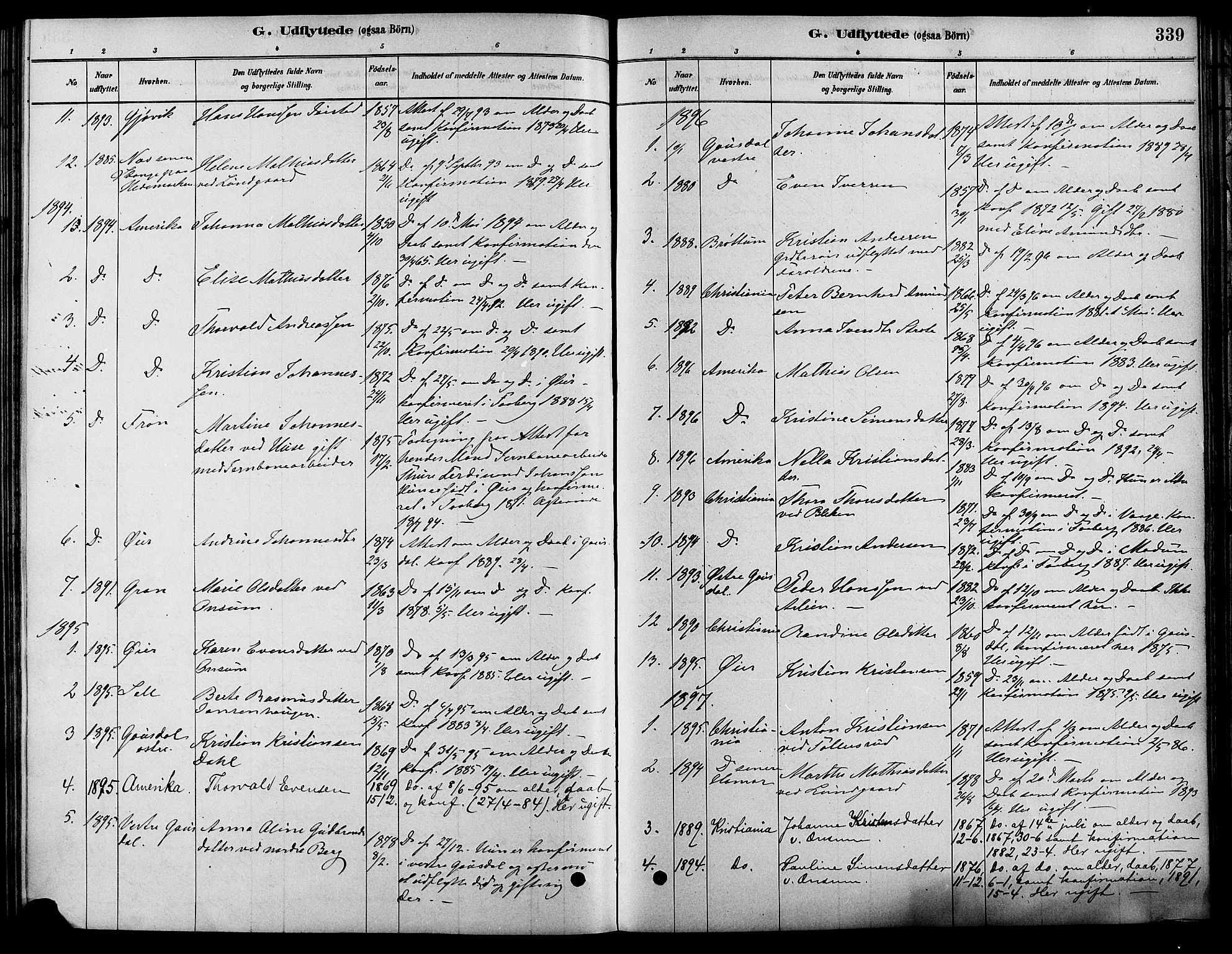 Fåberg prestekontor, AV/SAH-PREST-086/H/Ha/Haa/L0008: Ministerialbok nr. 8, 1879-1898, s. 339